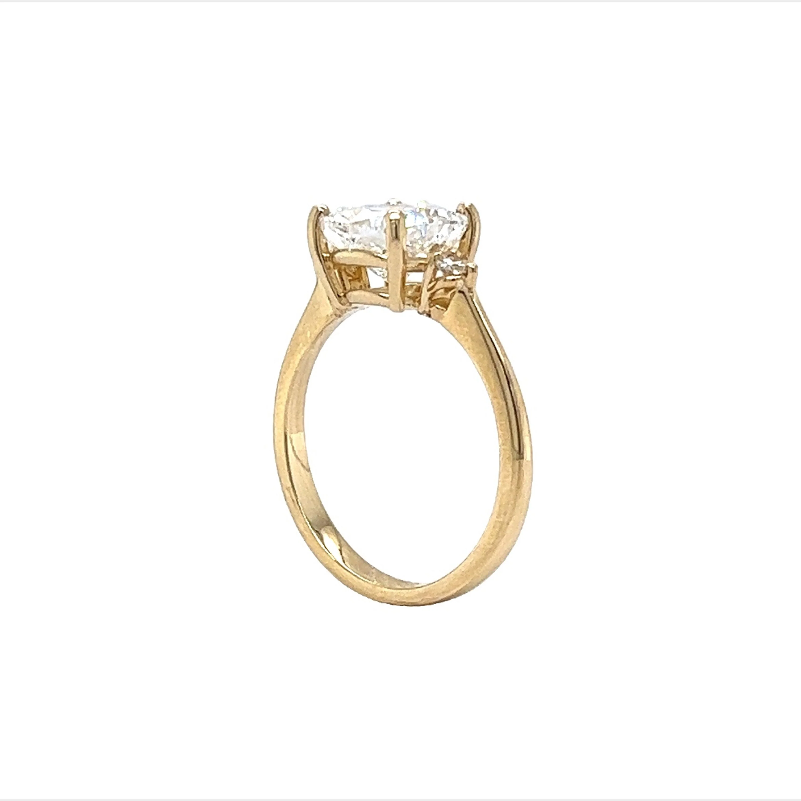 2.19 Cushion Cut Diamond Engagement Ring in 14k Yellow Gold - Image 4