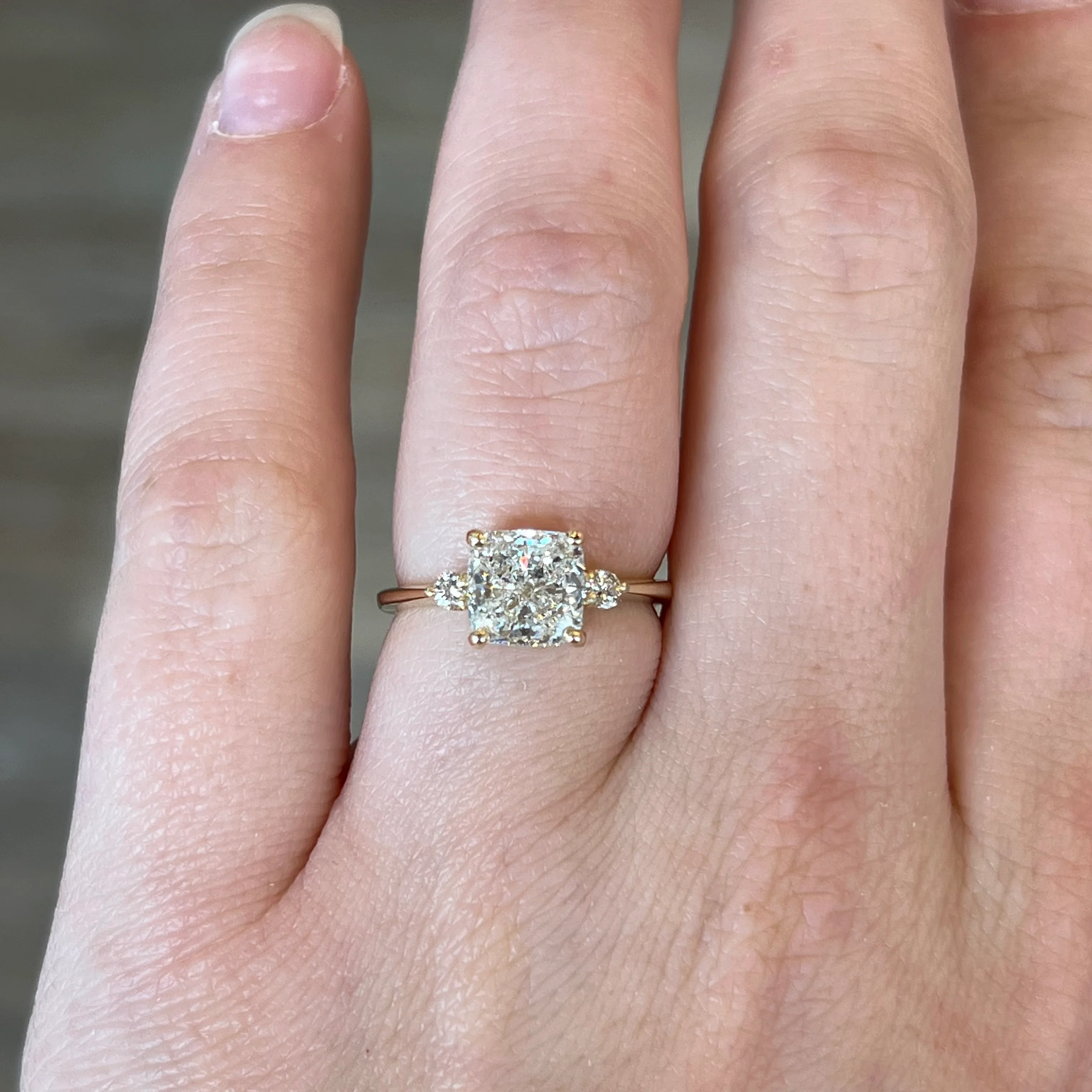 2.19 Cushion Cut Diamond Engagement Ring in 14k Yellow Gold - Image 6