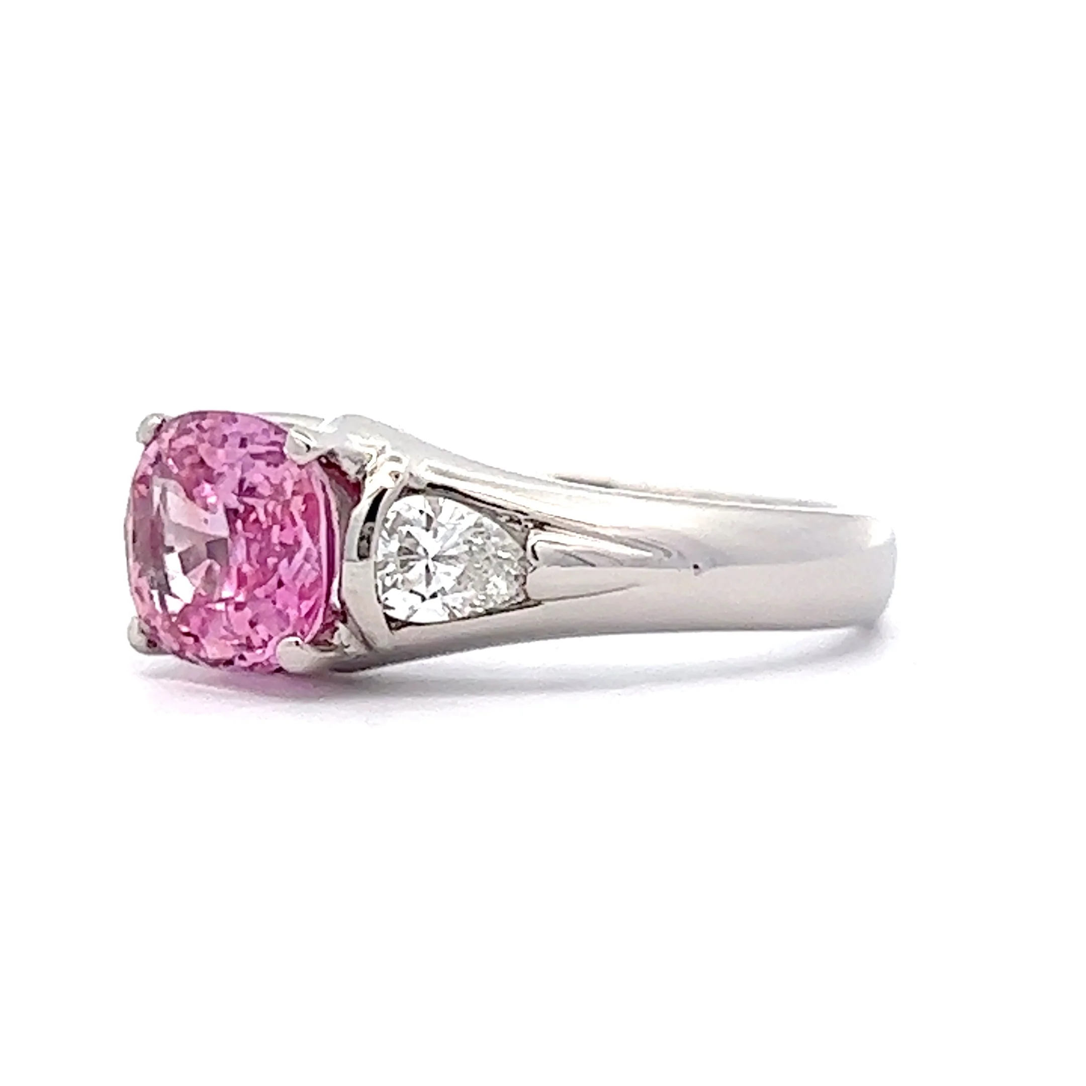 2.19 Pink Sapphire & Diamond Engagement Ring in Platinum - Image 2