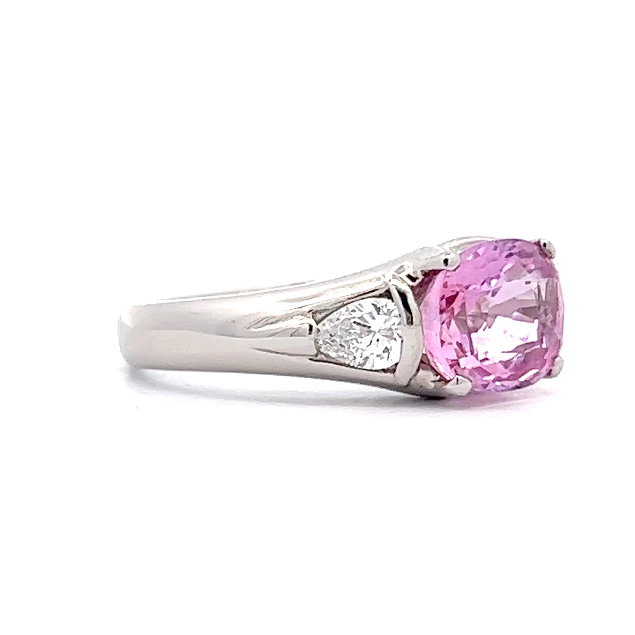 2.19 Pink Sapphire & Diamond Engagement Ring in Platinum - Image 3
