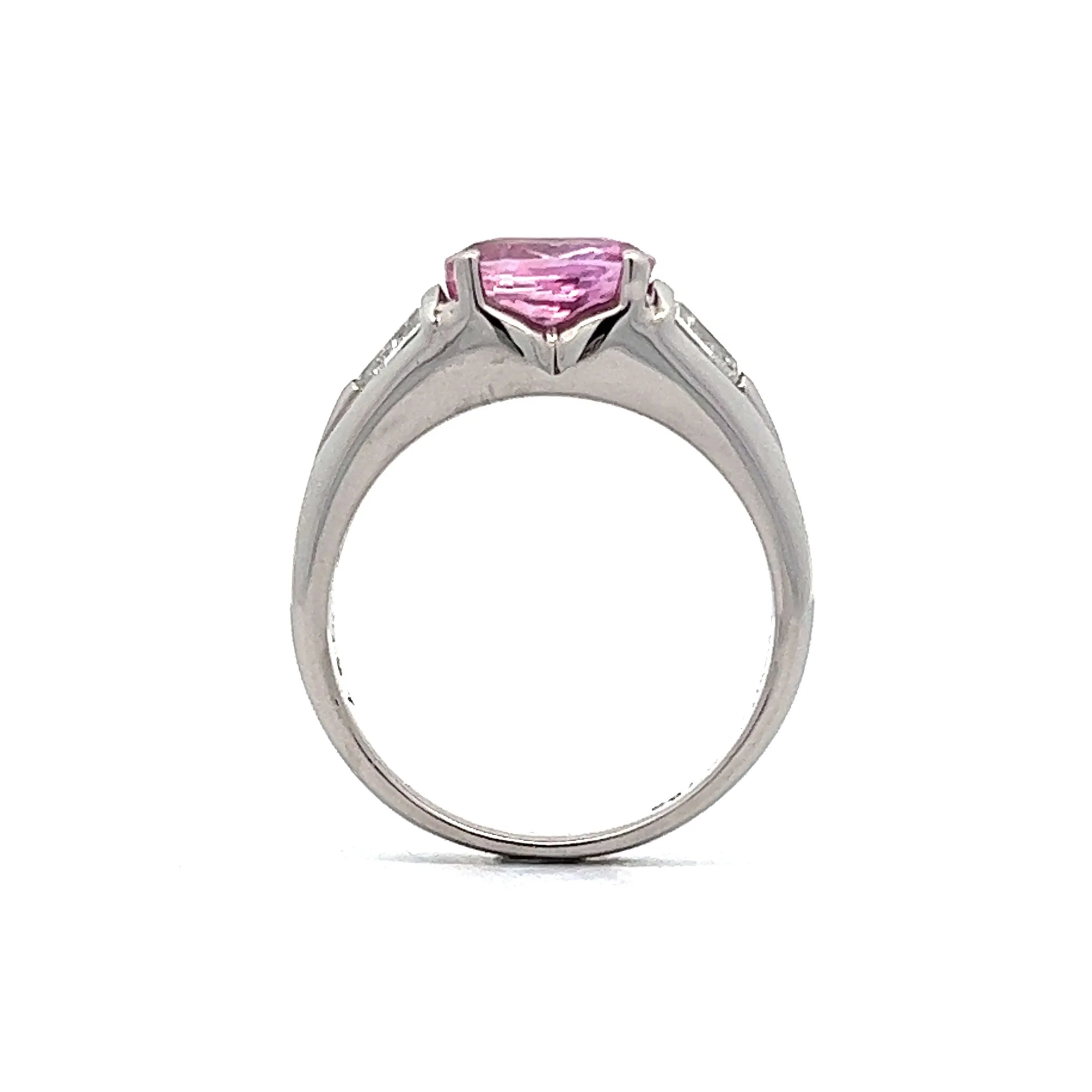 2.19 Pink Sapphire & Diamond Engagement Ring in Platinum - Image 4