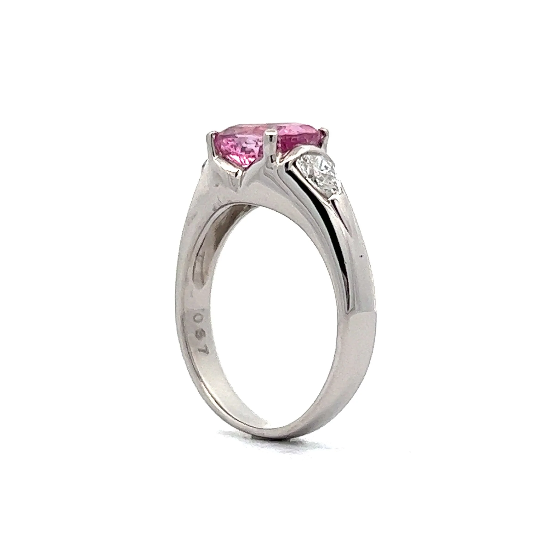2.19 Pink Sapphire & Diamond Engagement Ring in Platinum - Image 5