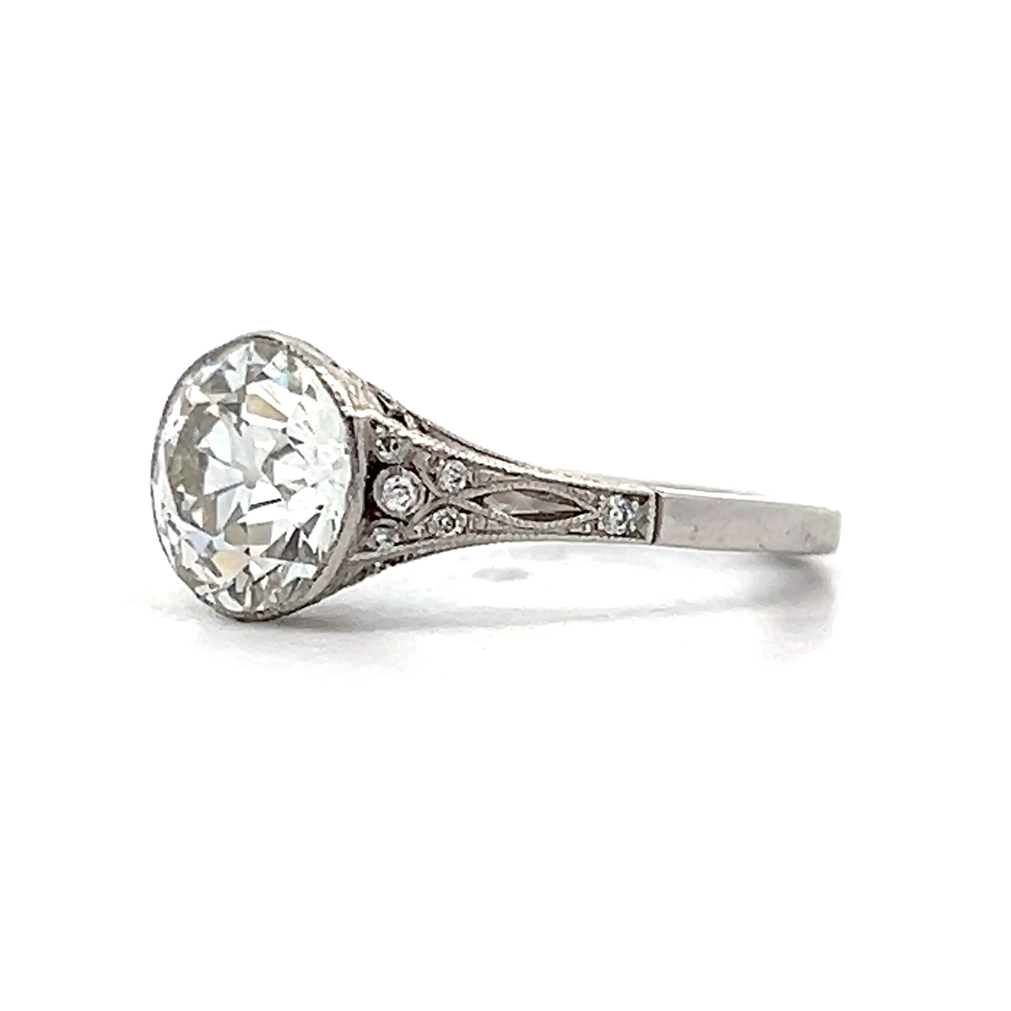 2.19 Vintage Bezel Art Deco Engagement Ring in Platinum - Image 2