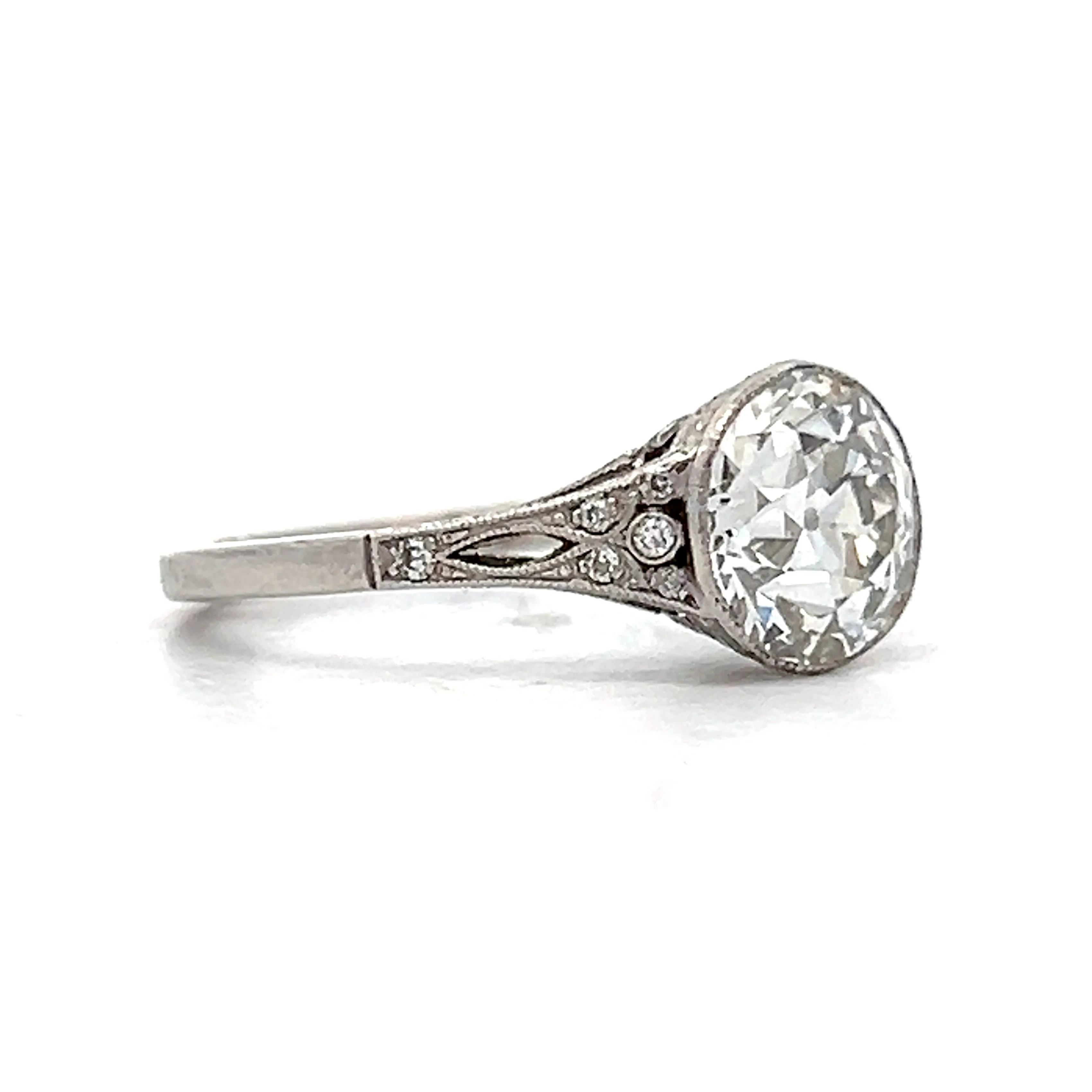 2.19 Vintage Bezel Art Deco Engagement Ring in Platinum - Image 3