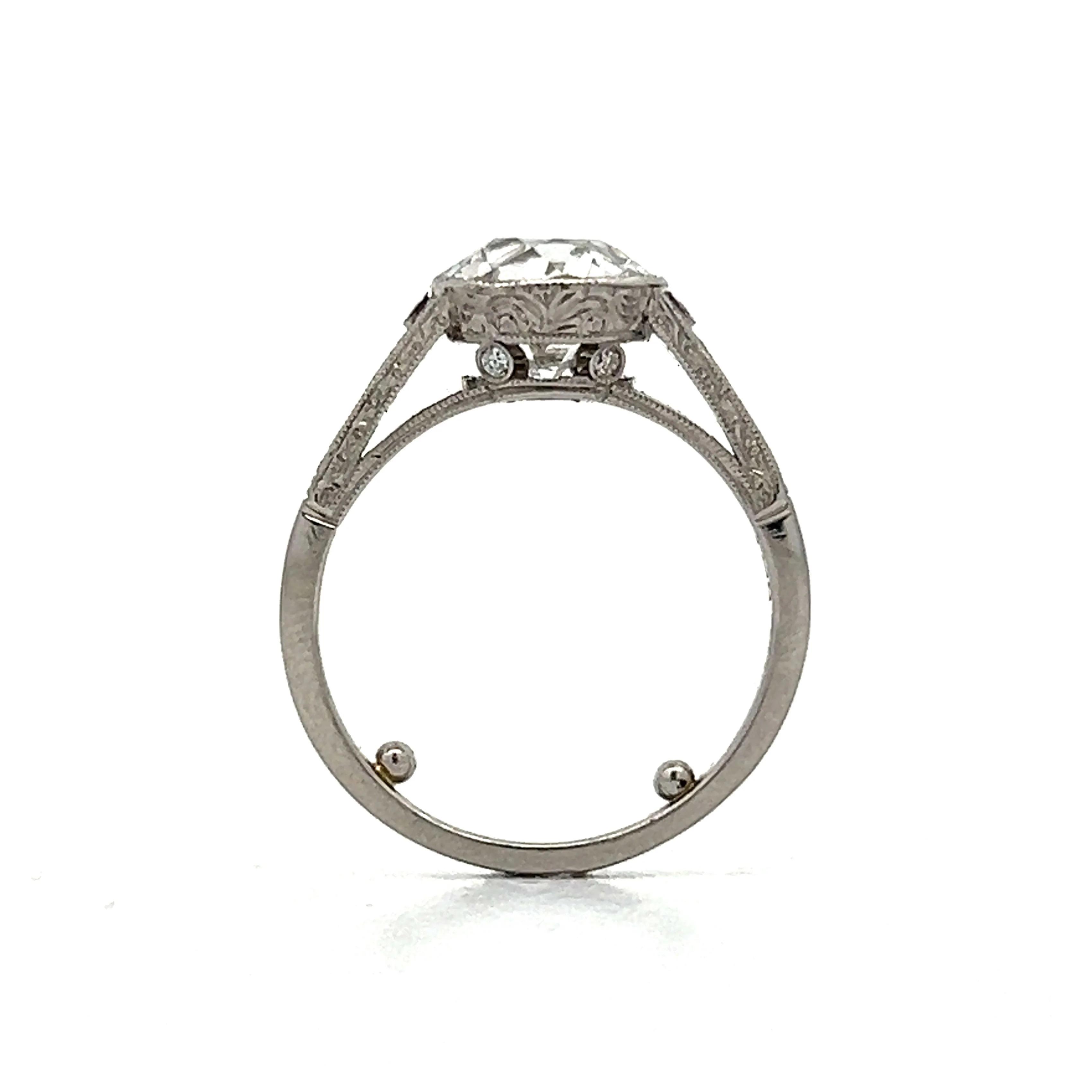 2.19 Vintage Bezel Art Deco Engagement Ring in Platinum - Image 4
