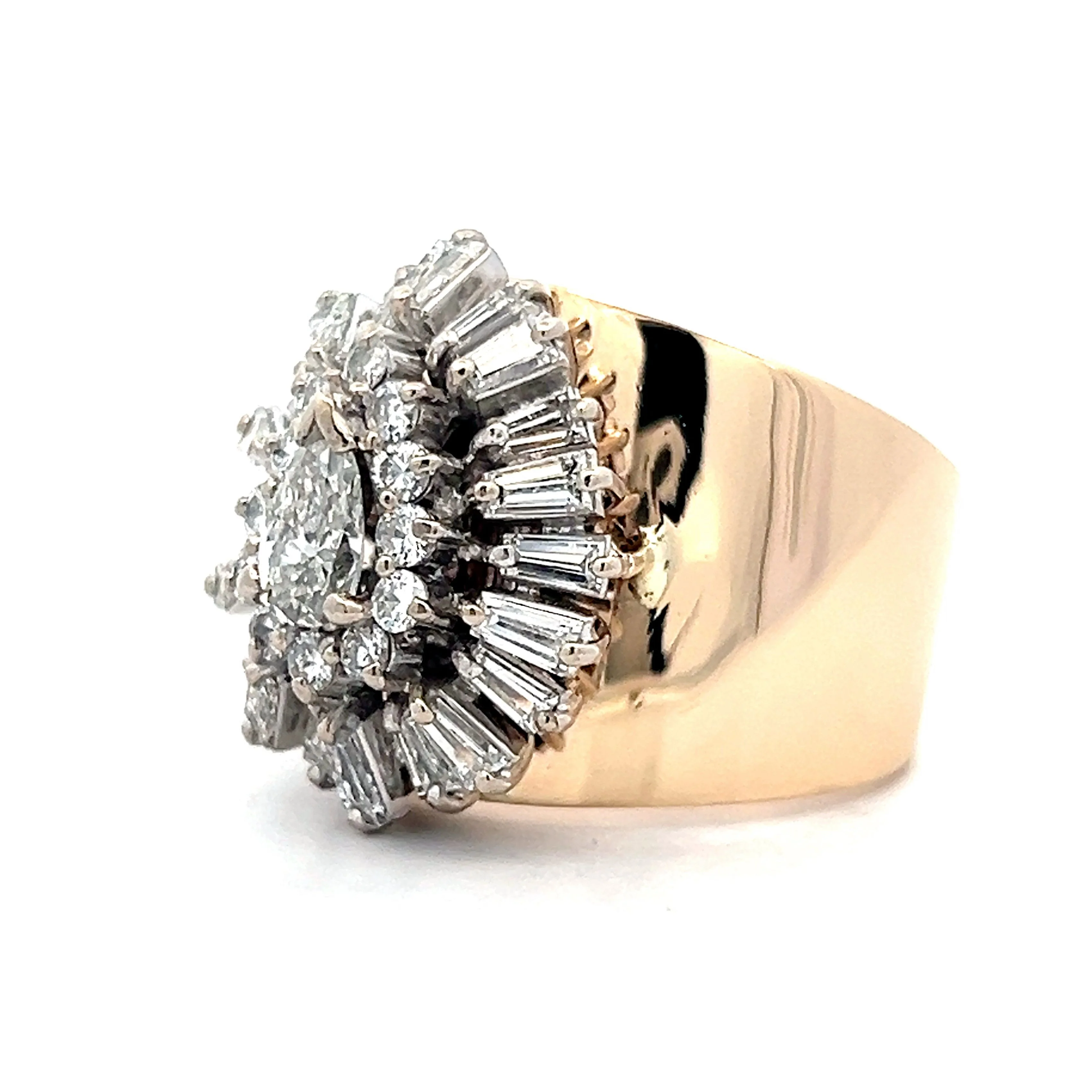 2.21 Diamond Ballerina Cocktail Ring in 14k - Image 2