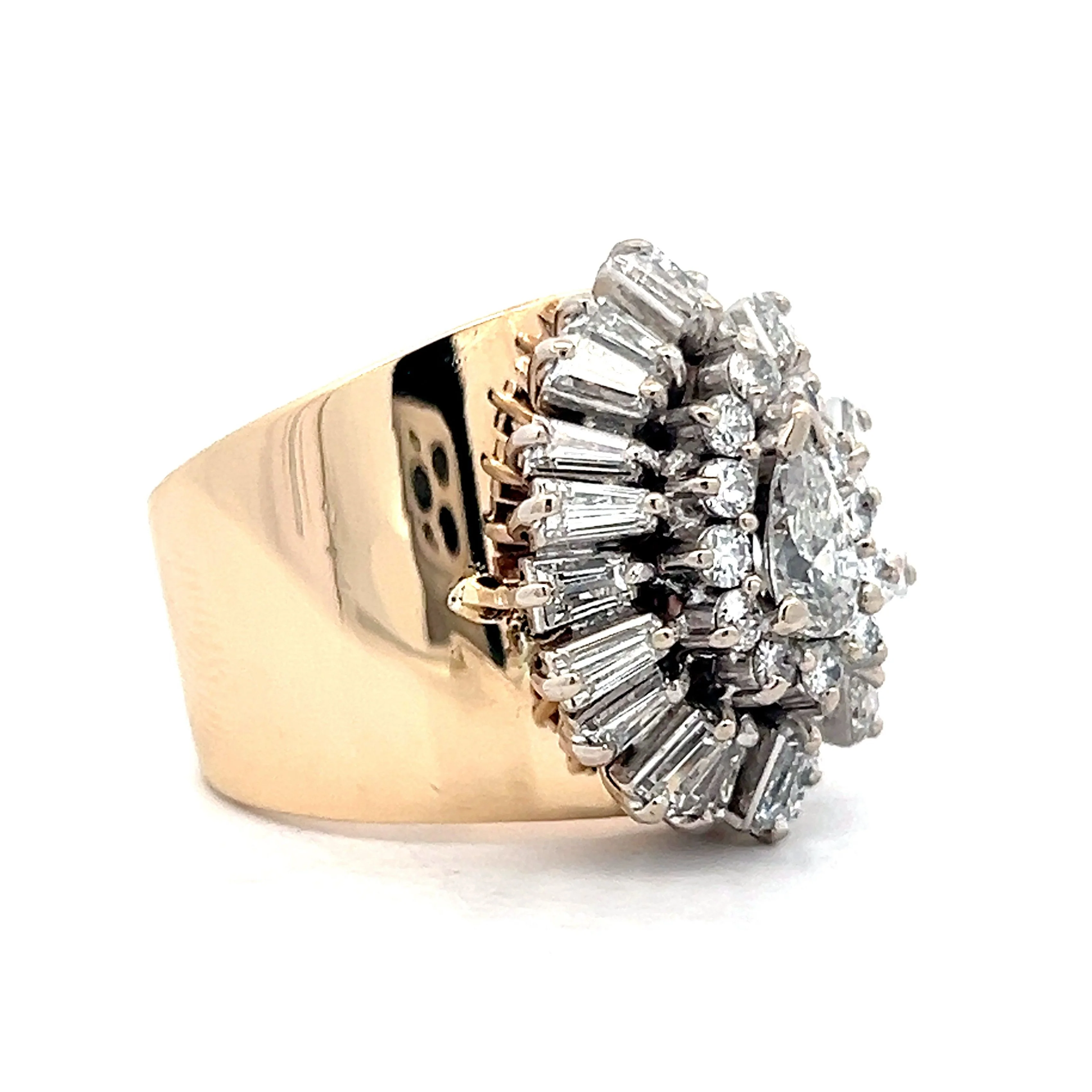 2.21 Diamond Ballerina Cocktail Ring in 14k - Image 3