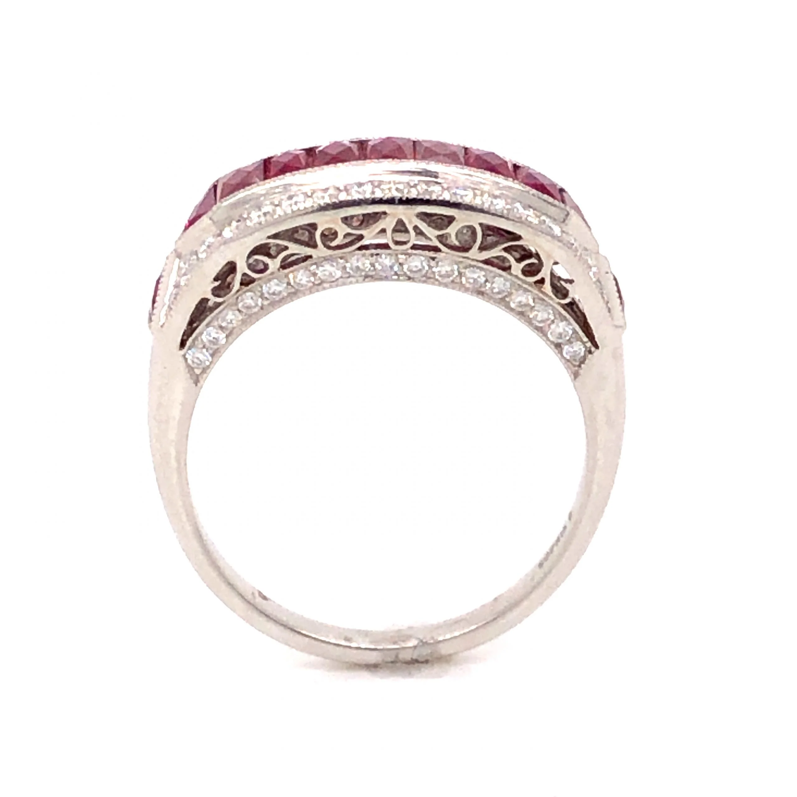 2.21 French Cut Rubies & Diamond Ring in Platinum - Image 5