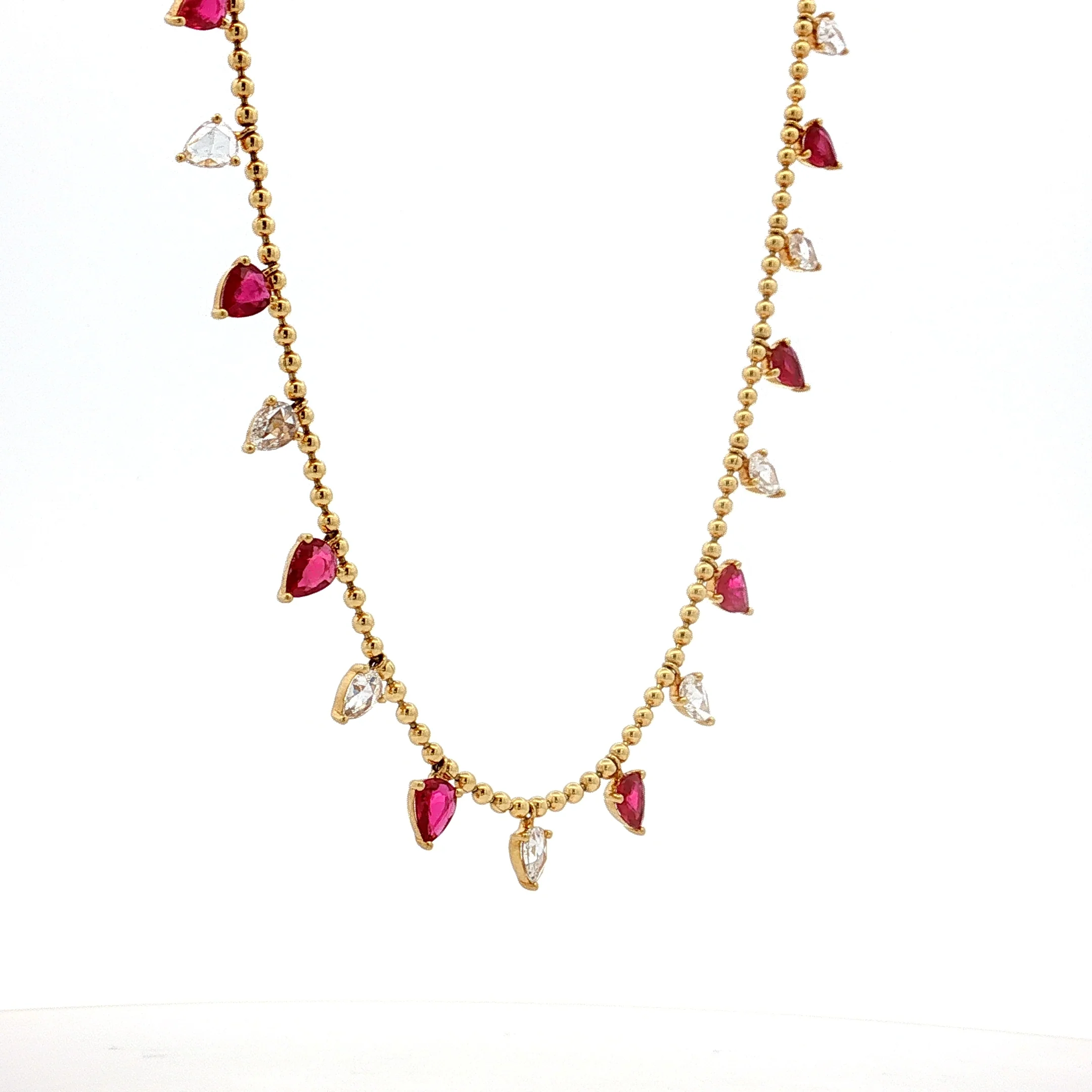 2.23 Pear Ruby & Rose Diamond Necklace 18k - Image 3