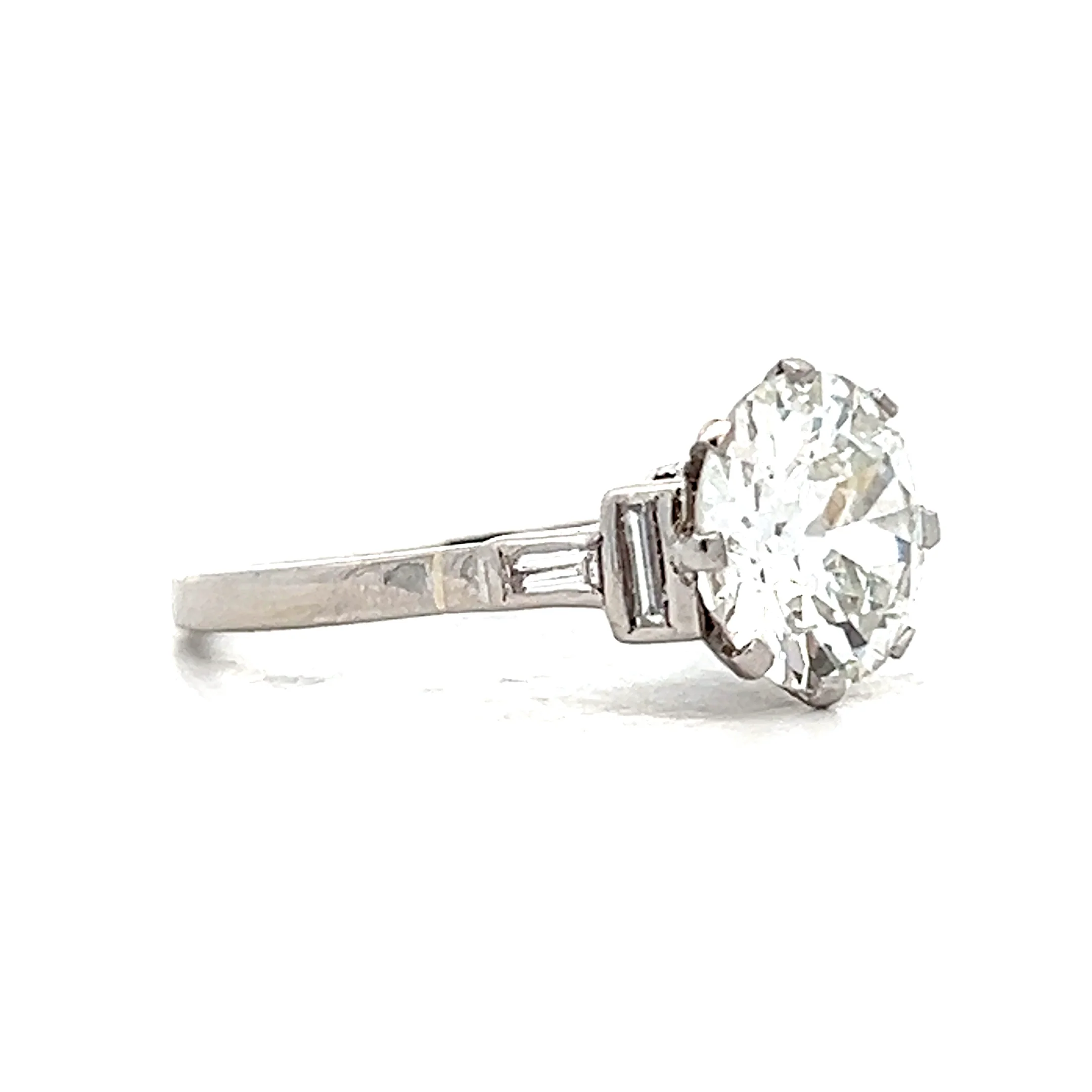 2.24 Vintage Old European Diamond Engagement Ring Platinum - Image 3