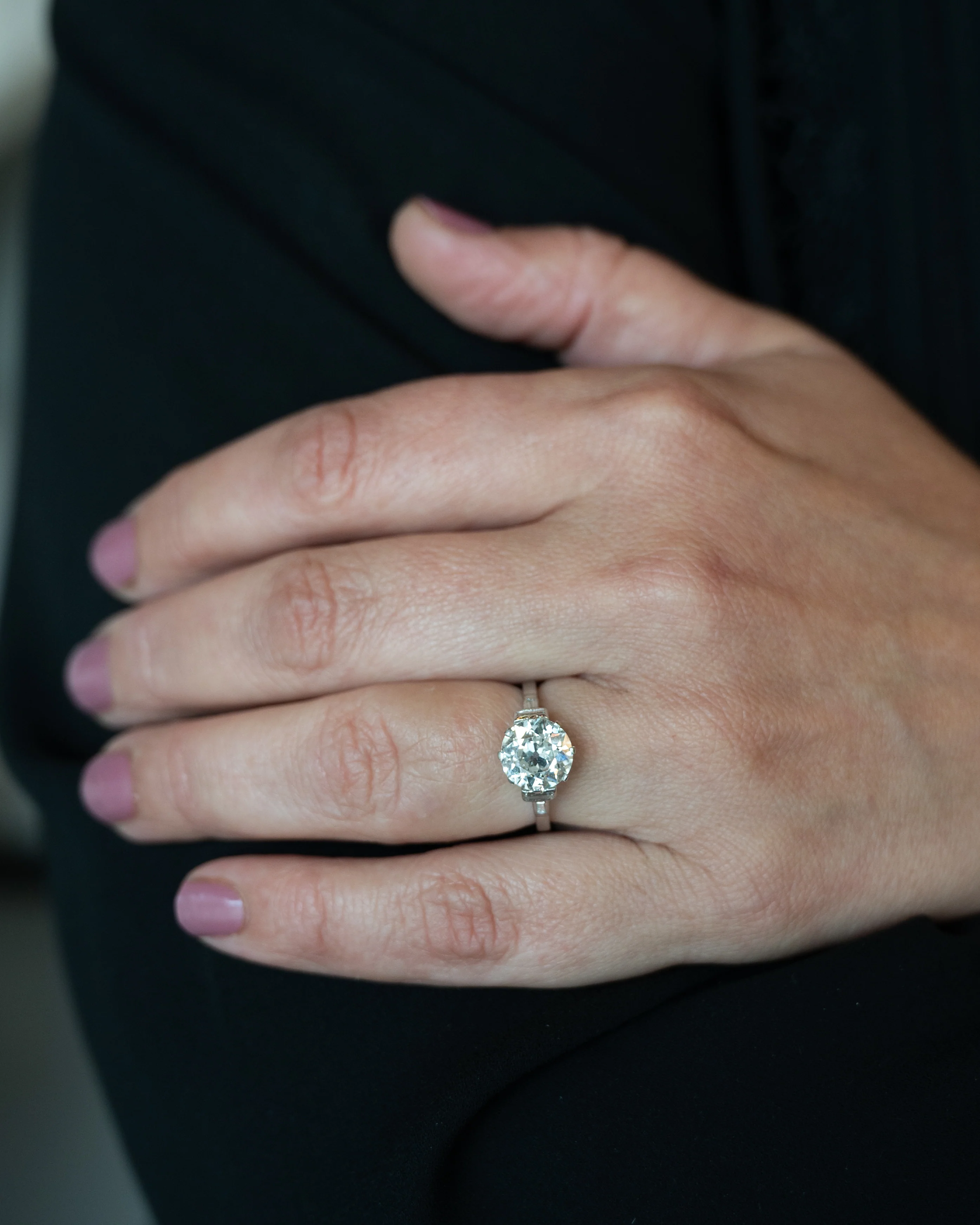 2.24 Vintage Old European Diamond Engagement Ring Platinum - Image 7