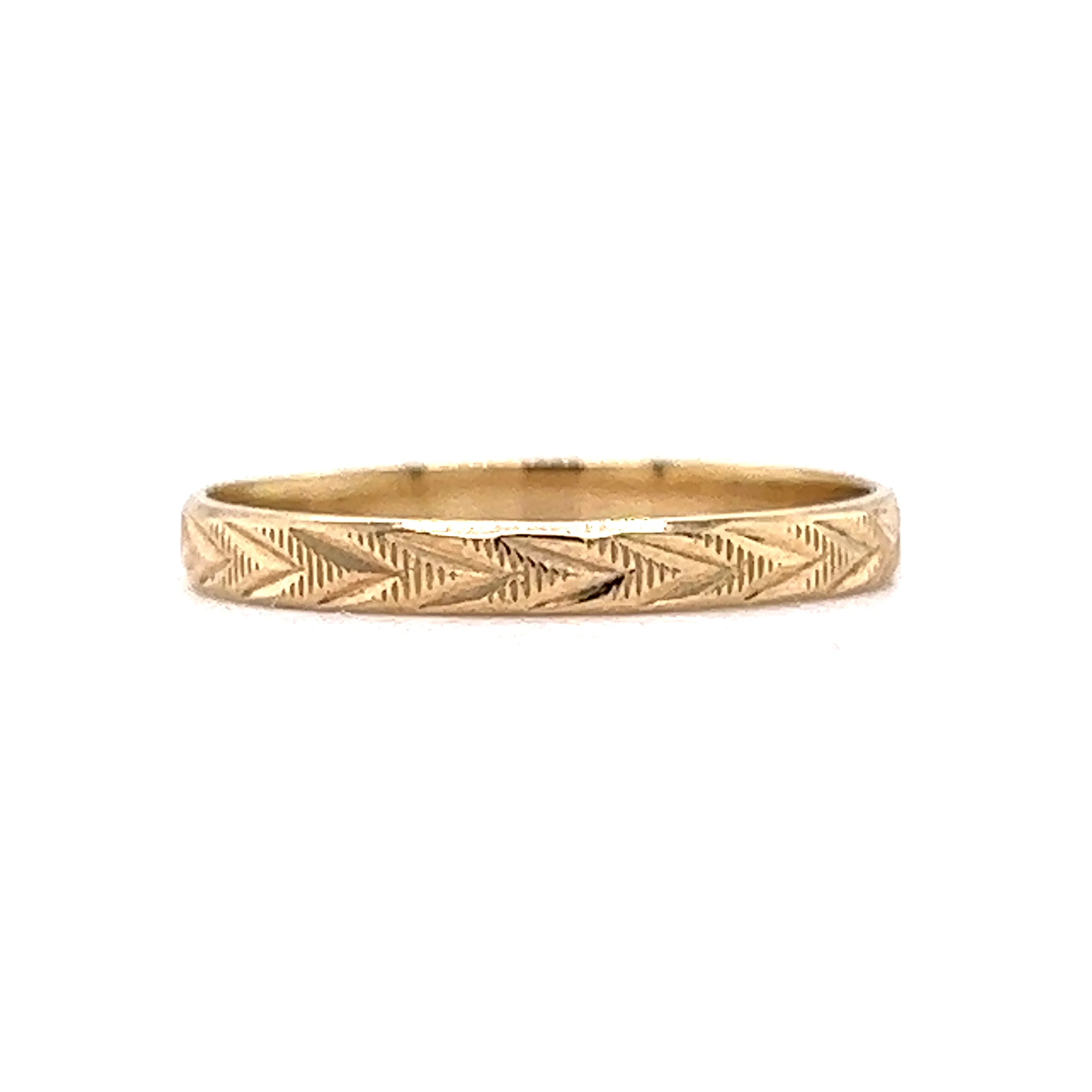 2.24mm Art Deco Chevron Wedding Band in 14k Yellow Gold - Image 2