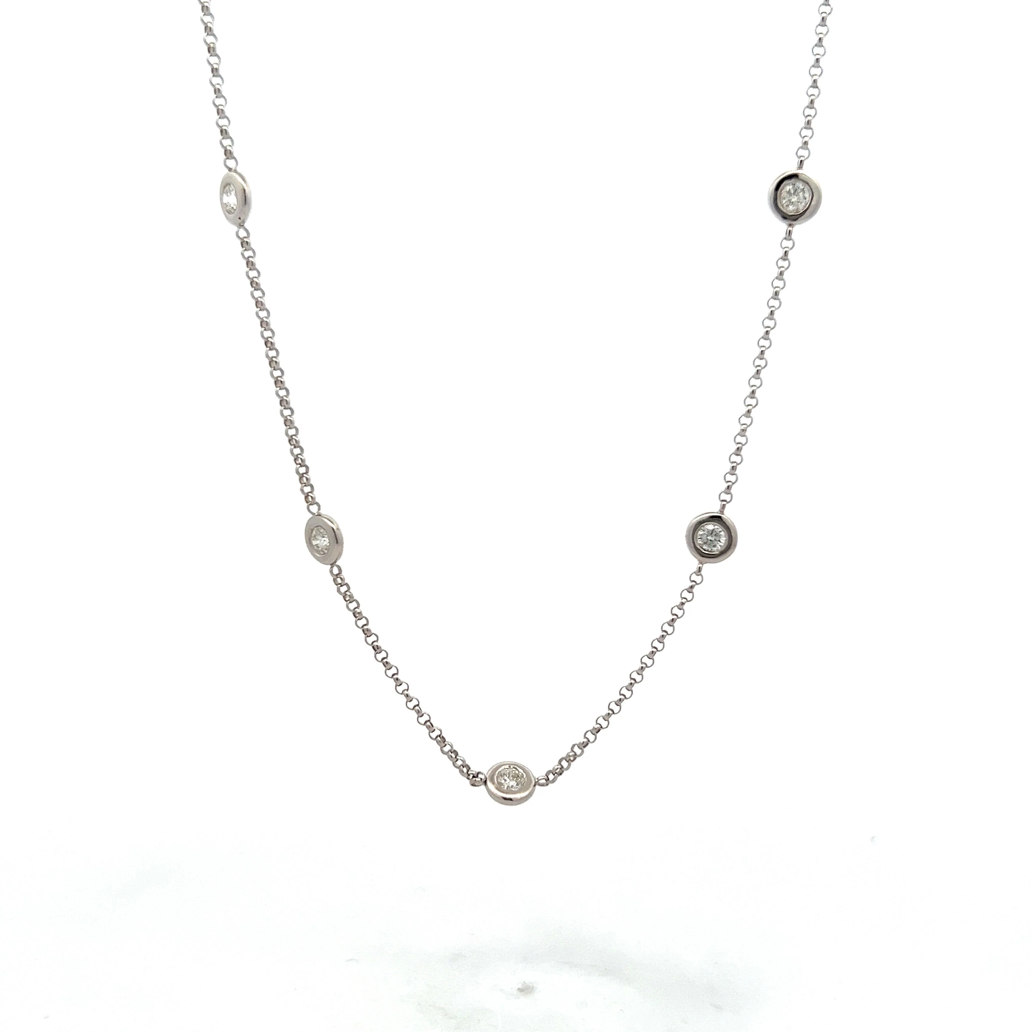 2.25 Diamond By The Yard Necklace in 18k White Gold