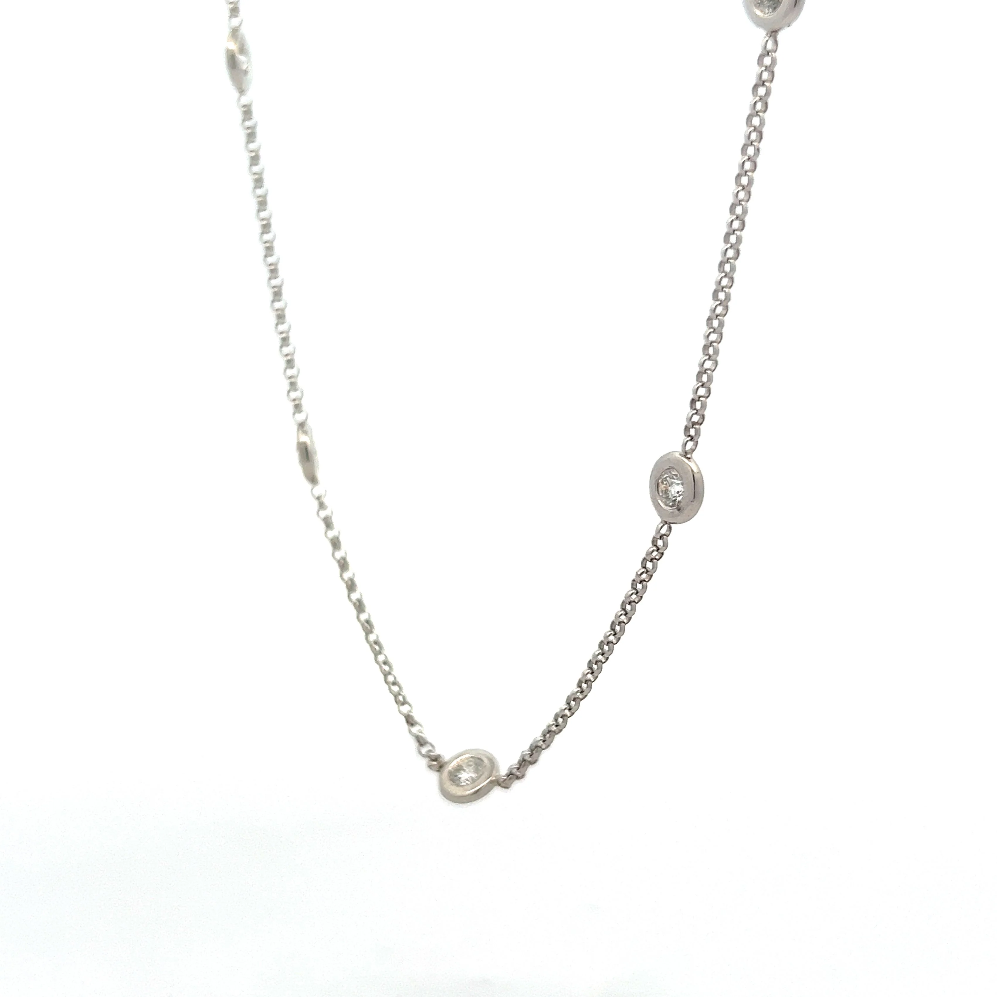 2.25 Diamond By The Yard Necklace in 18k White Gold - Image 2