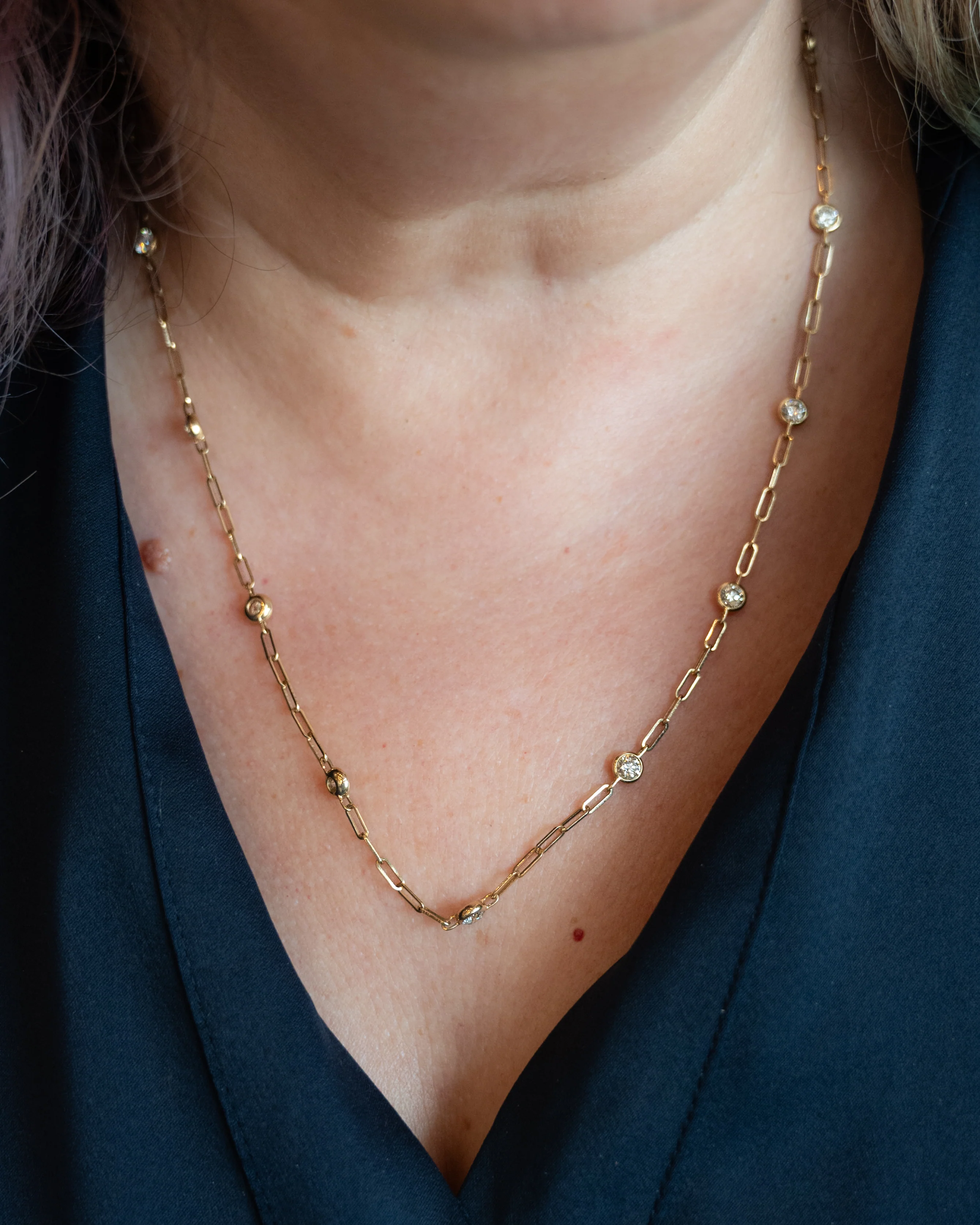 2.25 Diamonds By The Yard Necklace in 14k Yellow Gold - Image 6