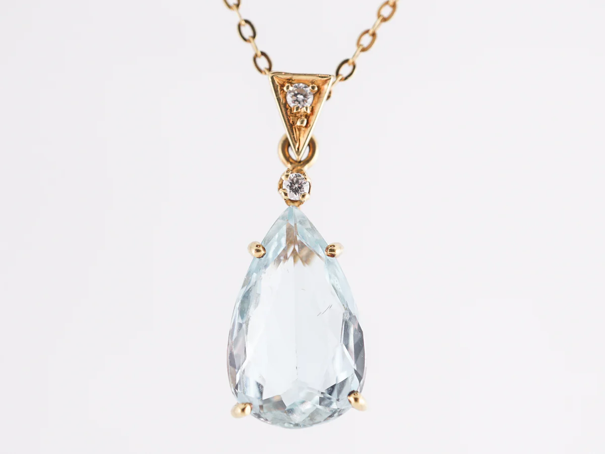 2.26 Pear Aquamarine Necklace in 18K Yellow Gold - Image 3