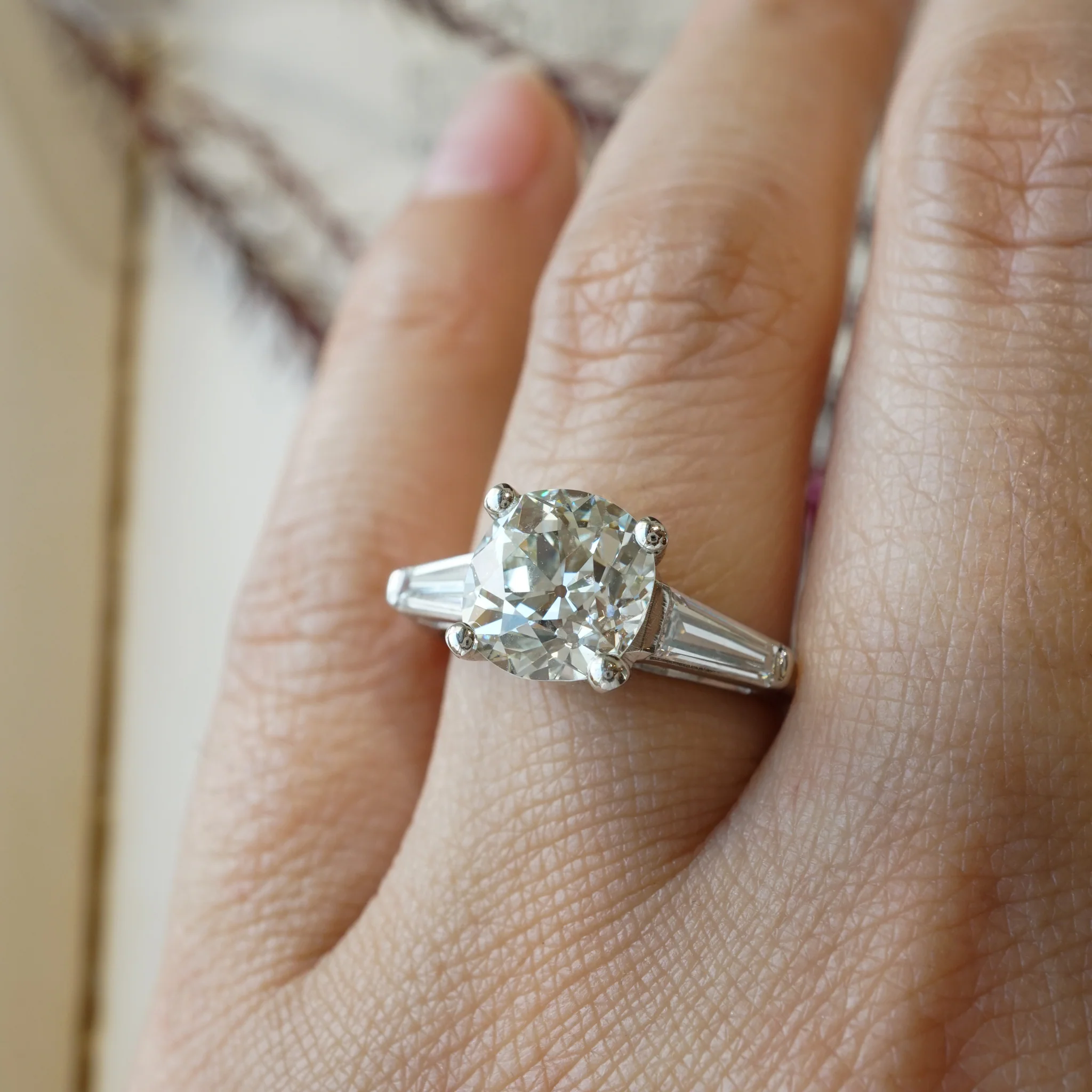 2.28 Art Deco Diamond Engagement Ring in Platinum - Image 6