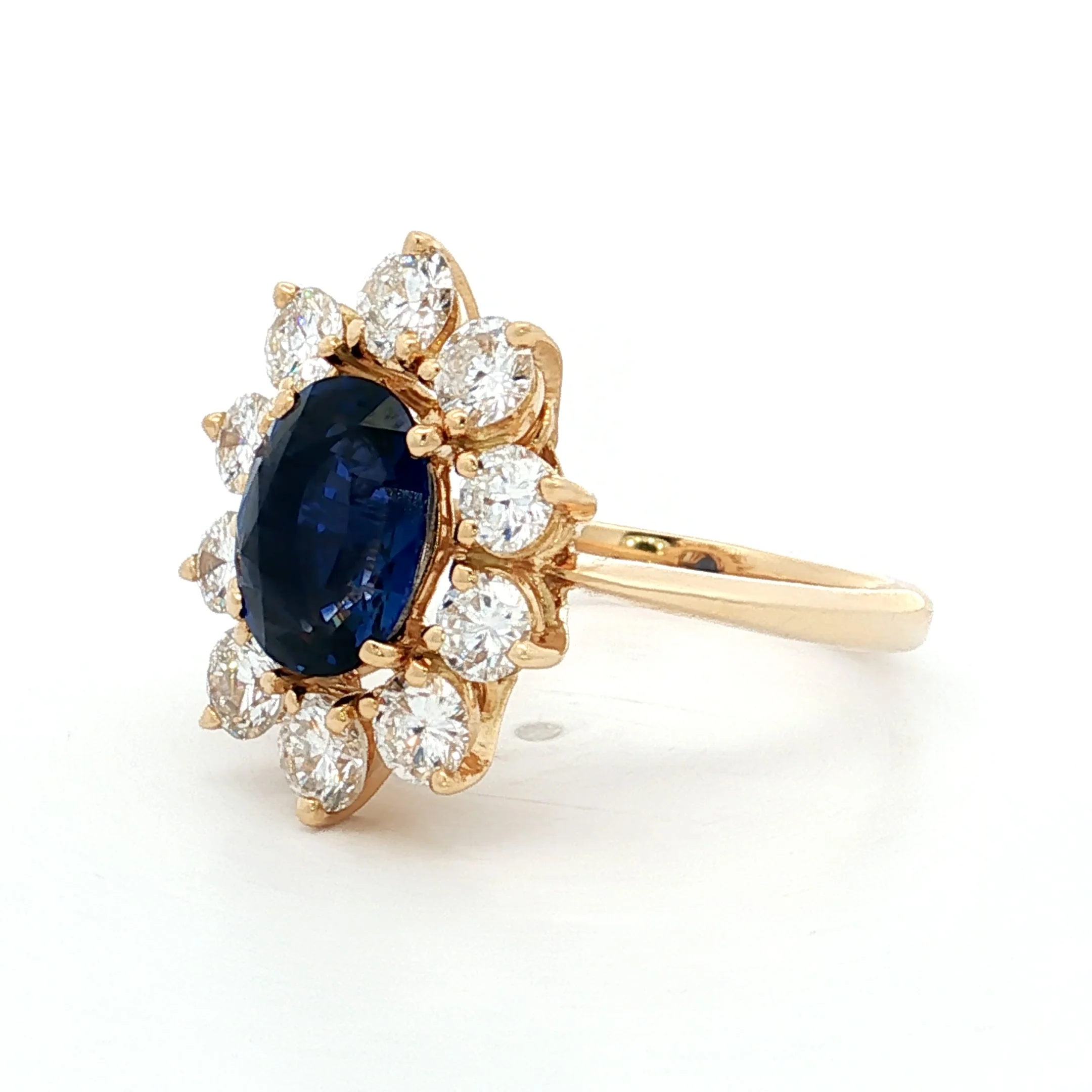 2.29 Oval Blue Sapphire & Diamond Cocktail Ring 18k - Image 2