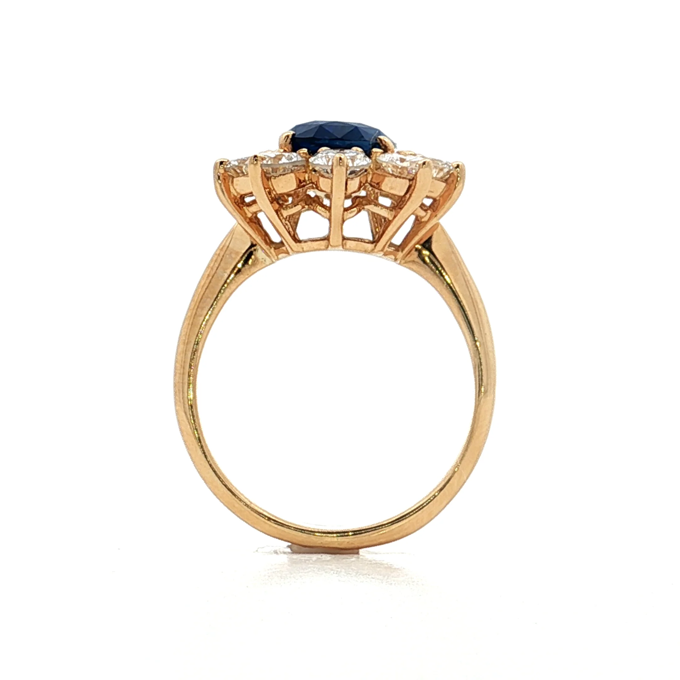 2.29 Oval Blue Sapphire & Diamond Cocktail Ring 18k - Image 4