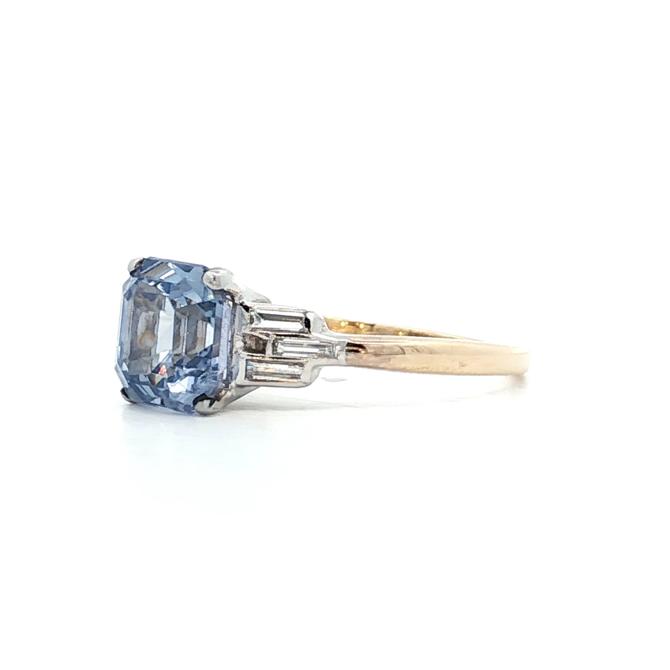 2.29 Vintage Deco Square Sapphire Engagement Ring 14k - Image 2