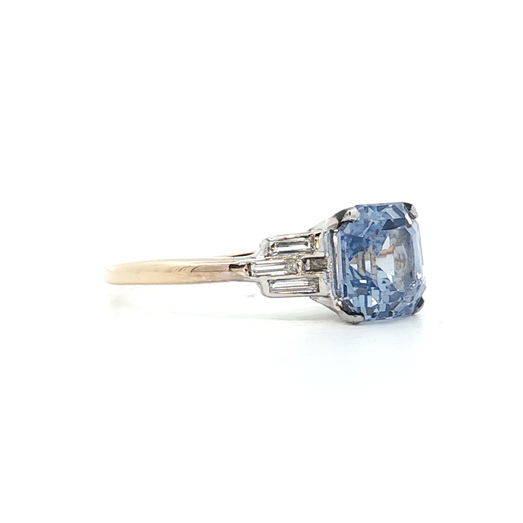 2.29 Vintage Deco Square Sapphire Engagement Ring 14k - Image 3