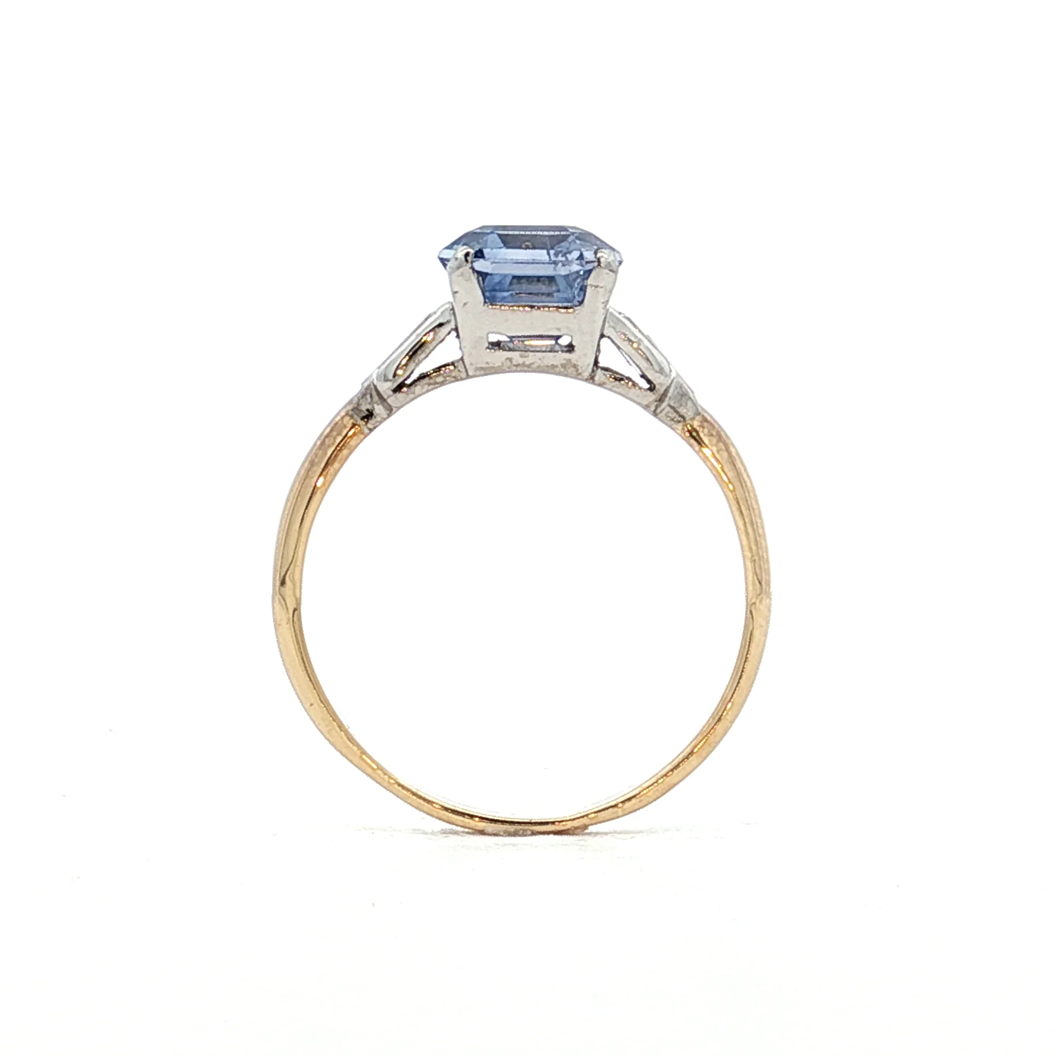 2.29 Vintage Deco Square Sapphire Engagement Ring 14k - Image 4
