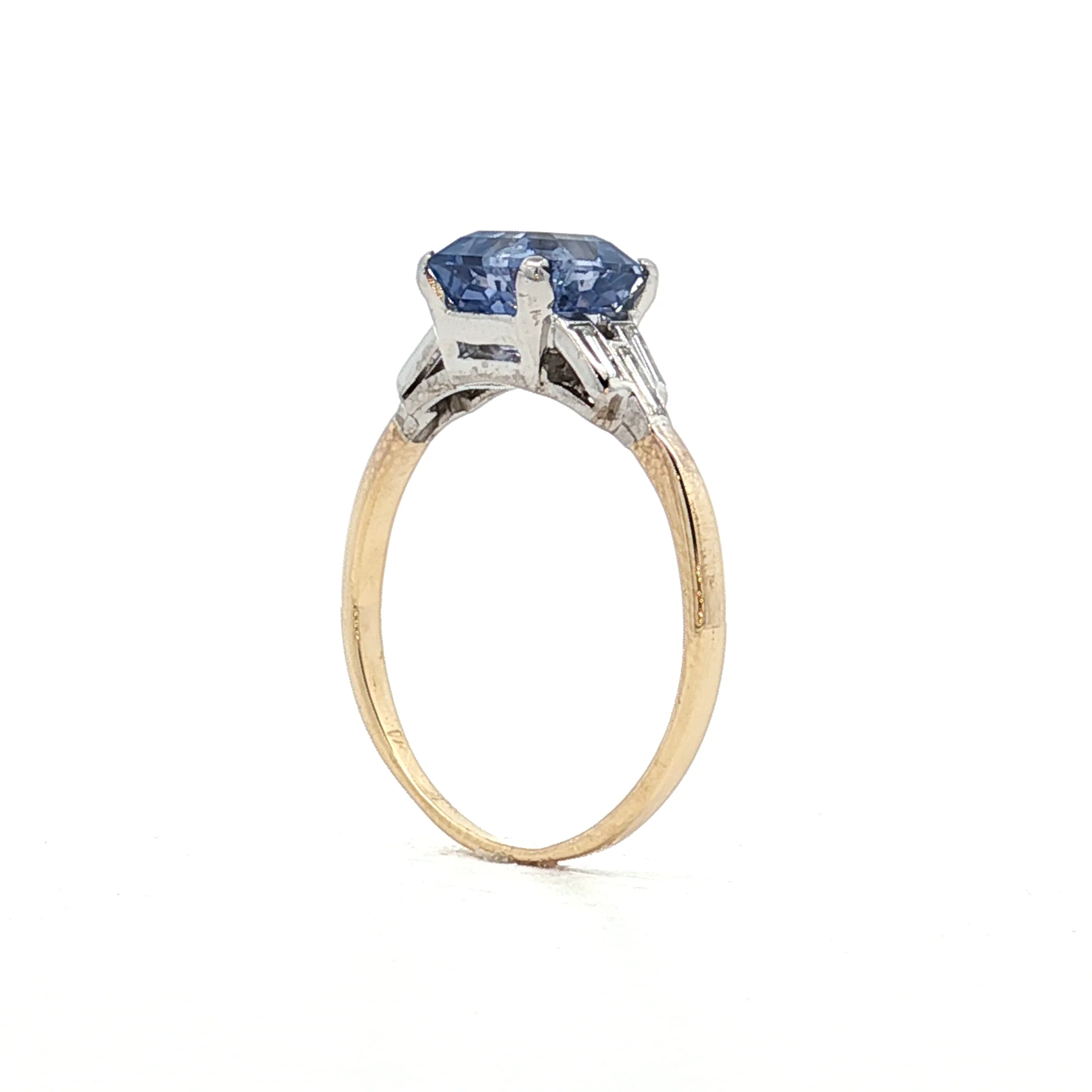 2.29 Vintage Deco Square Sapphire Engagement Ring 14k - Image 5