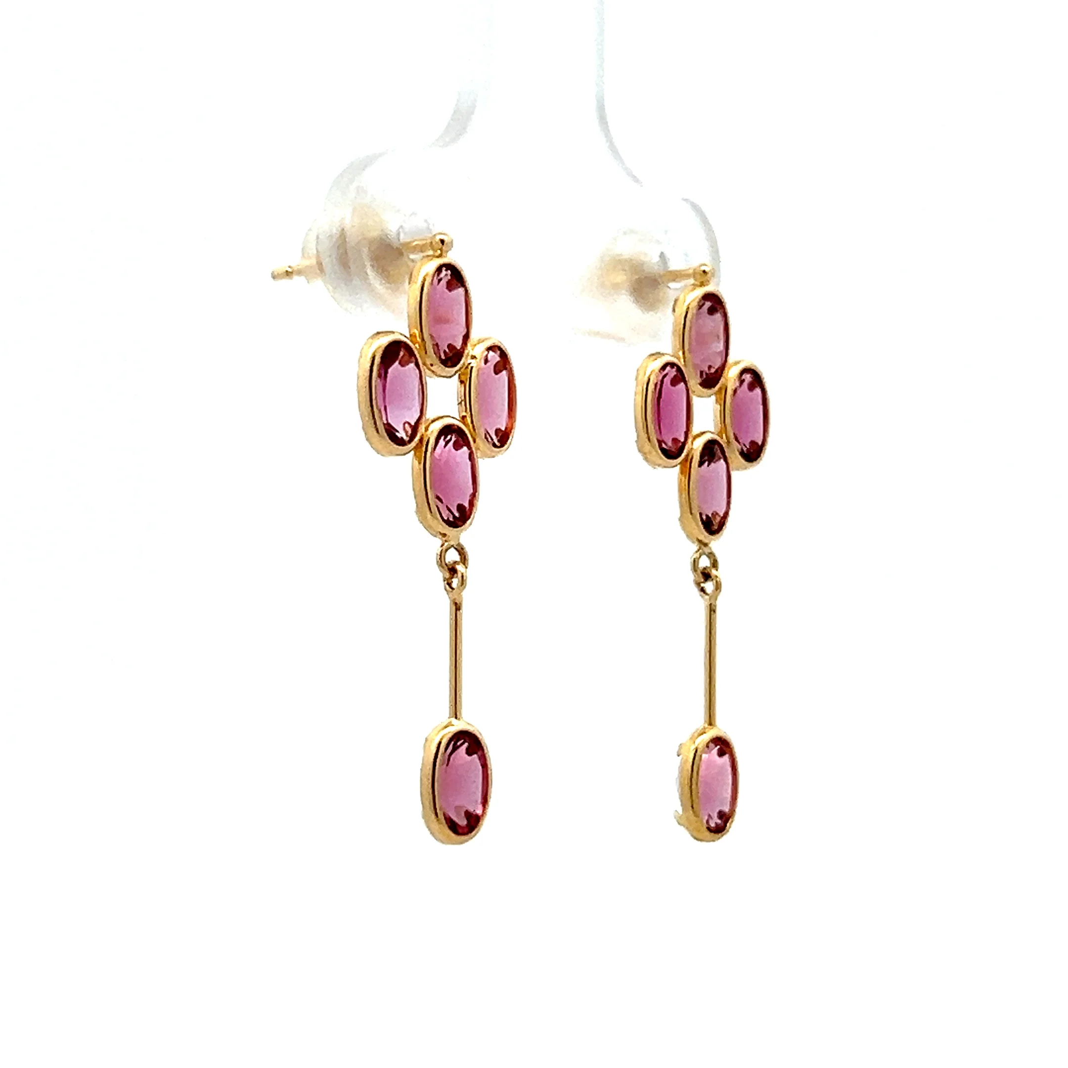 2.30 Pink Tourmaline Drop Earrings in 18k - Image 3