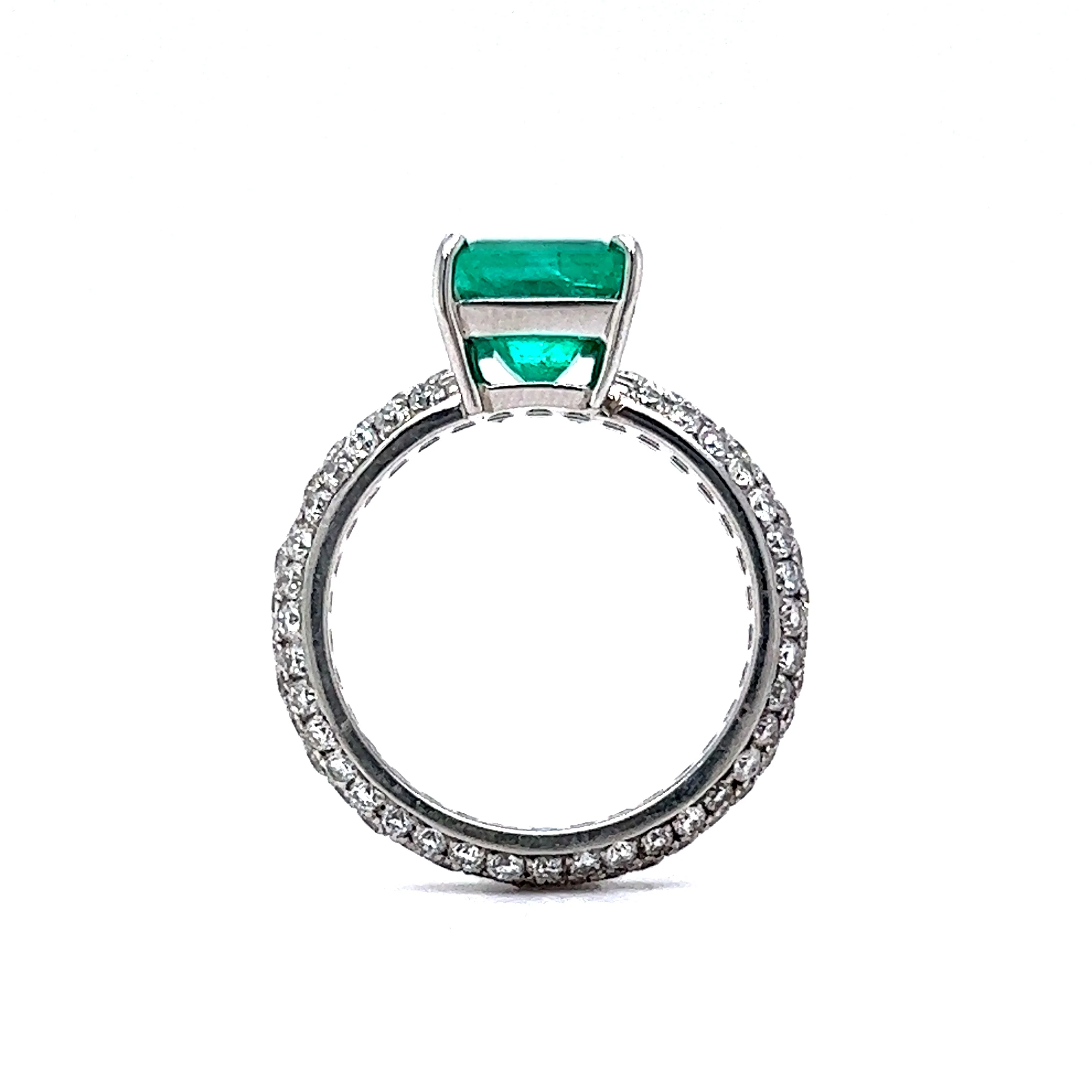 2.30 Square Cut Emerald Engagement Ring in Platinum - Image 4