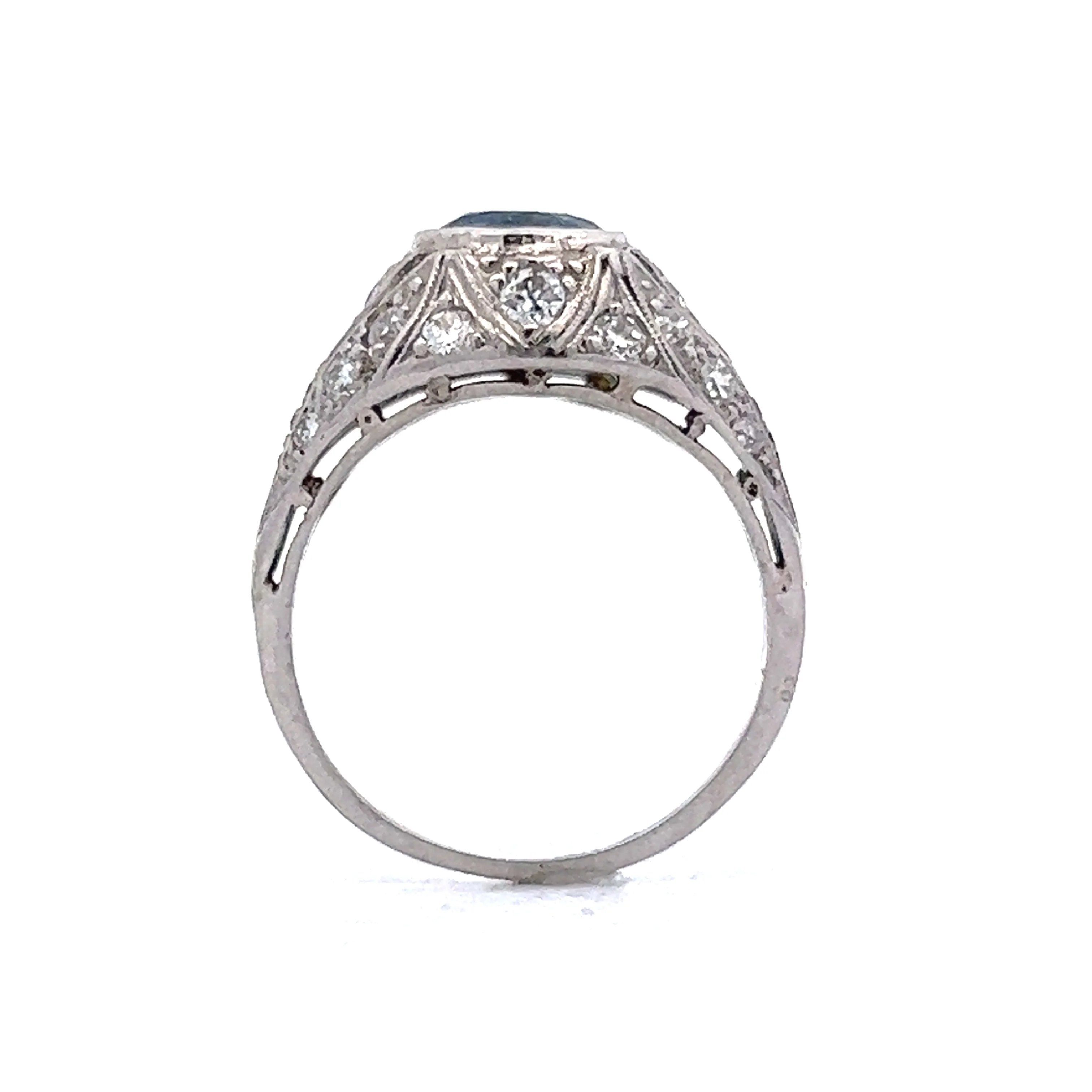 2.32 Art Deco Sapphire & Diamond Engagement Ring in Platinum - Image 4