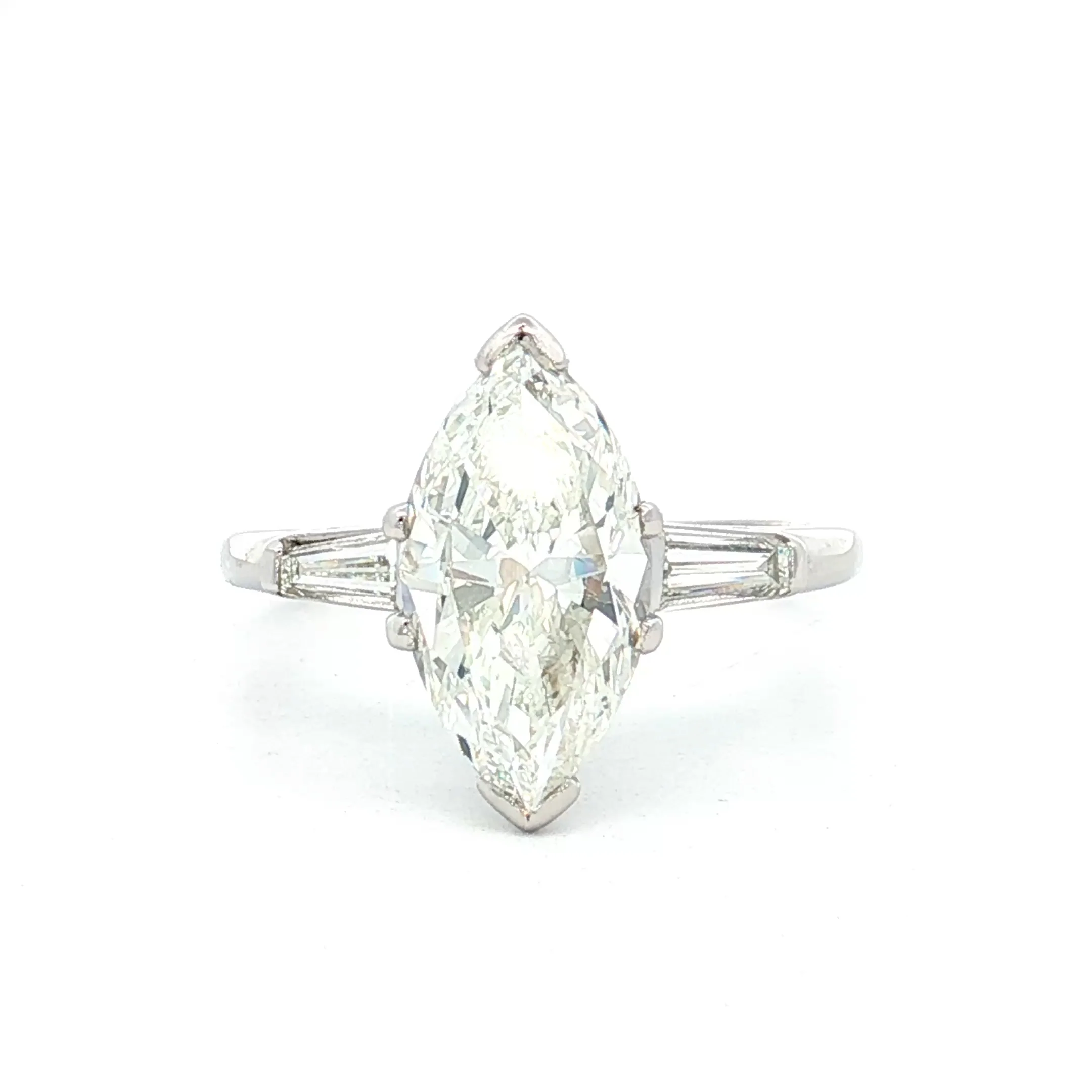 2.33 Vintage Marquise Diamond Engagement Ring Platinum