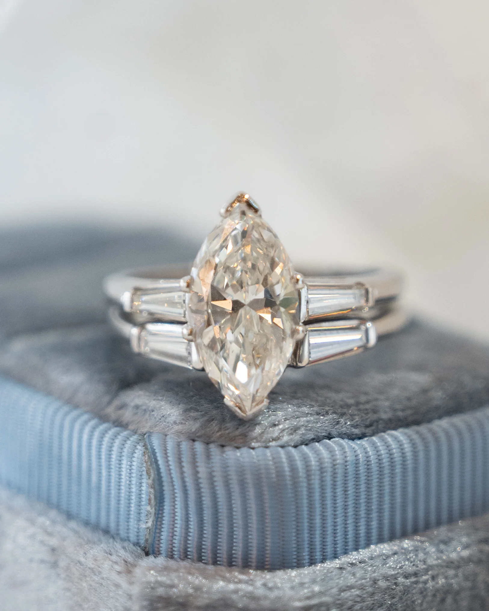 2.33 Vintage Marquise Diamond Engagement Ring Platinum - Image 14