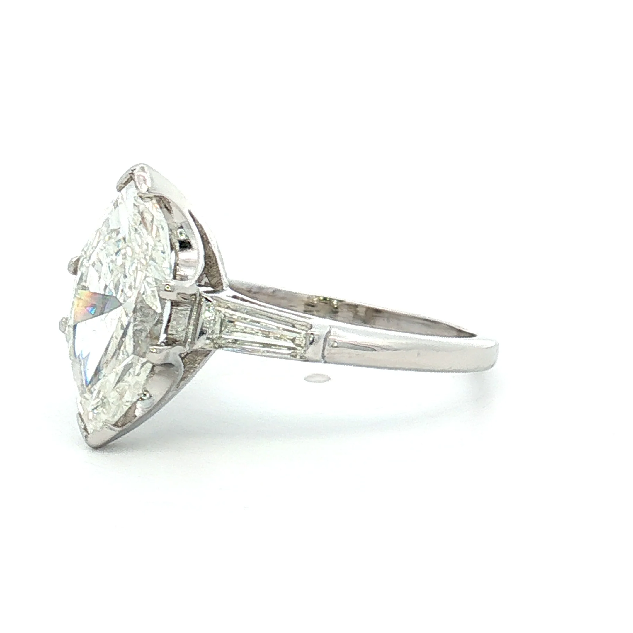 2.33 Vintage Marquise Diamond Engagement Ring Platinum - Image 2