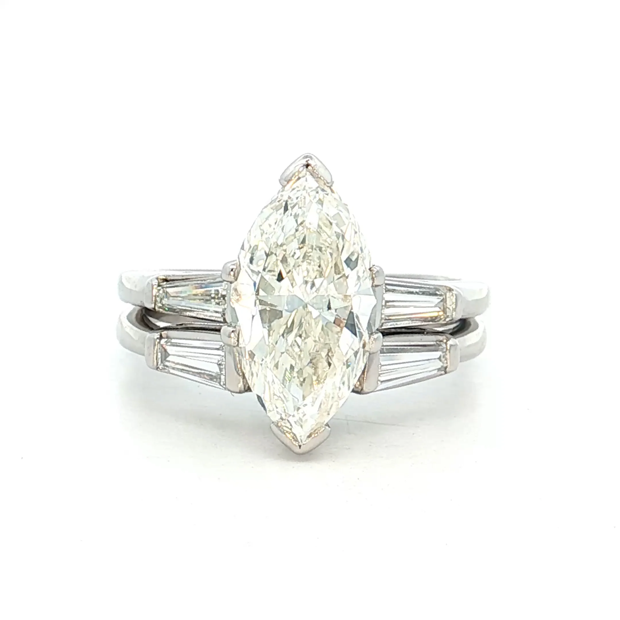 2.33 Vintage Marquise Diamond Engagement Ring Platinum - Image 6