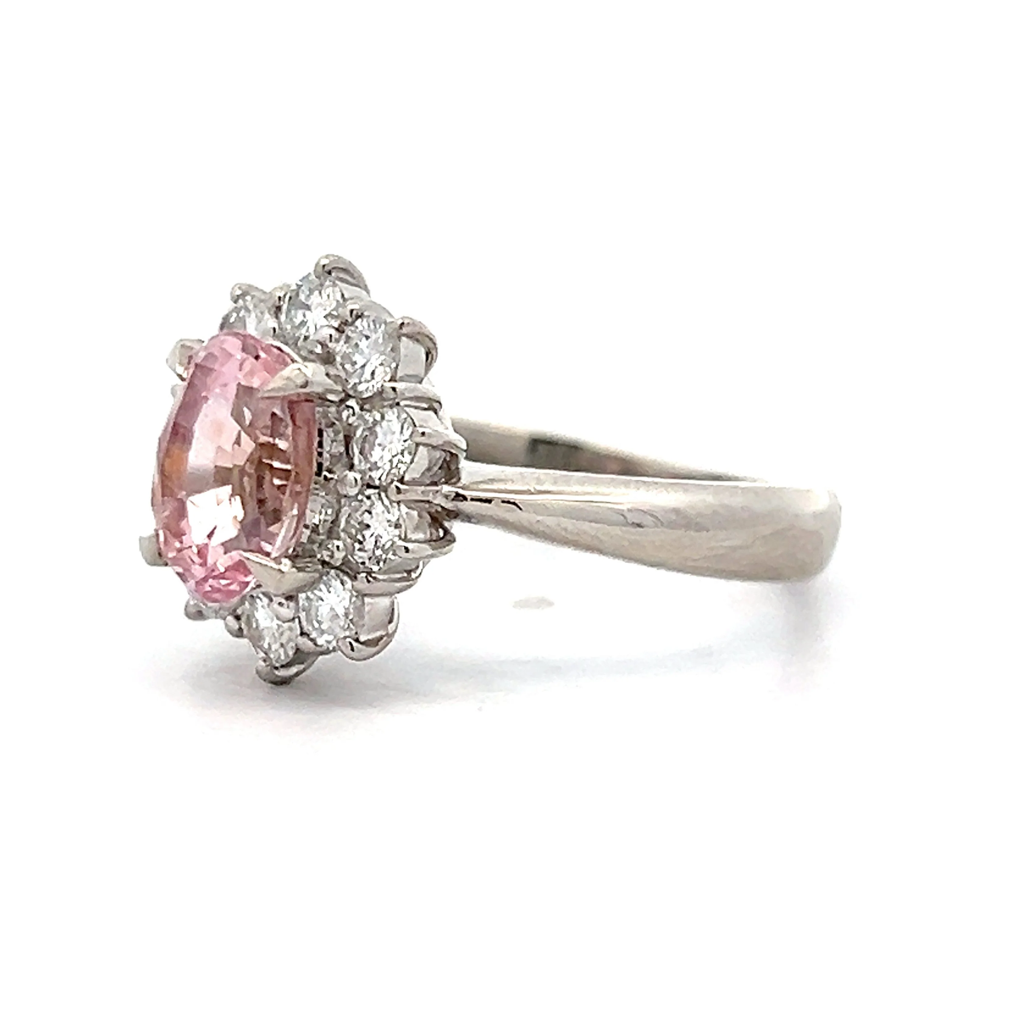 2.34 Pink Sapphire & Diamond Engagement Ring in Platinum - Image 2