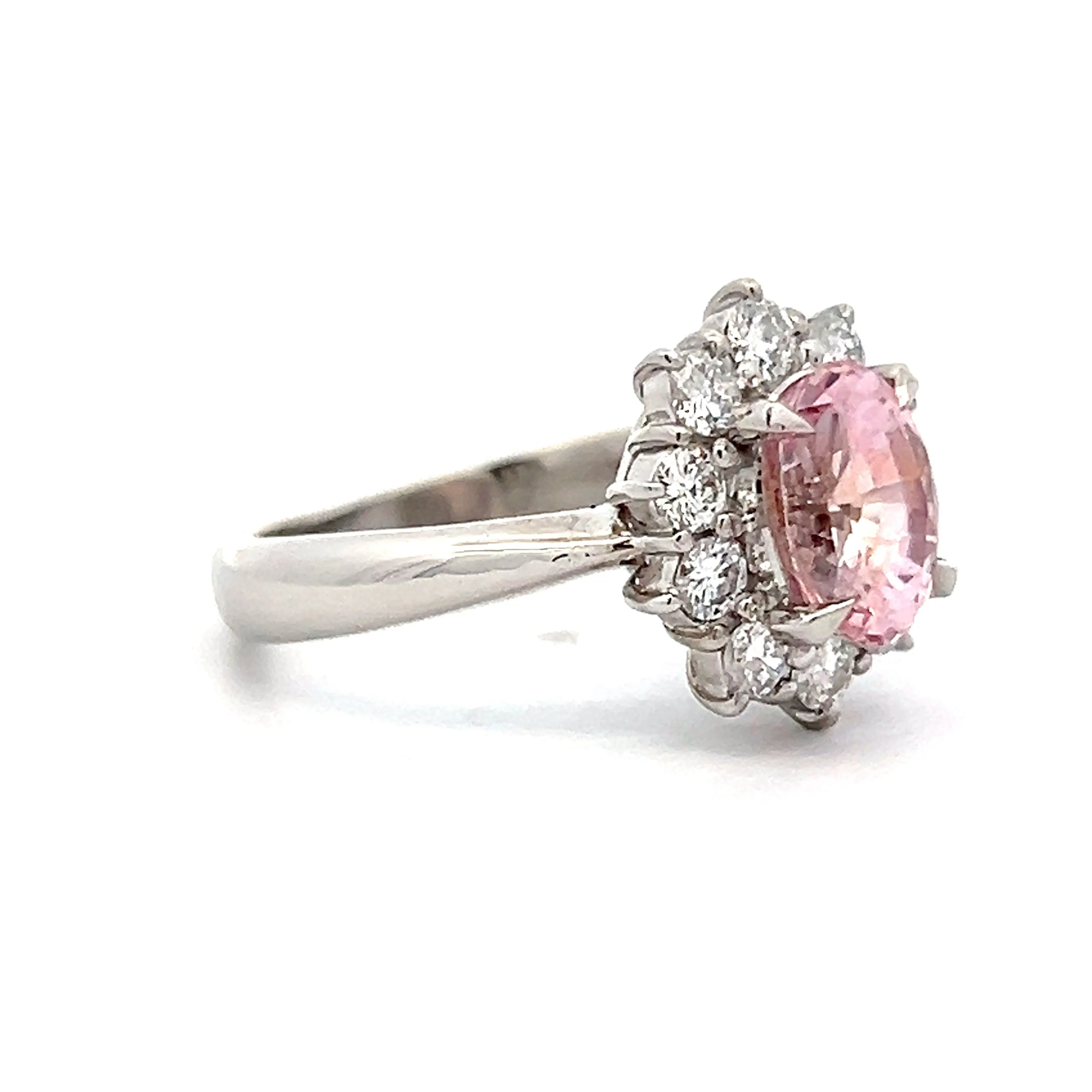 2.34 Pink Sapphire & Diamond Engagement Ring in Platinum - Image 3