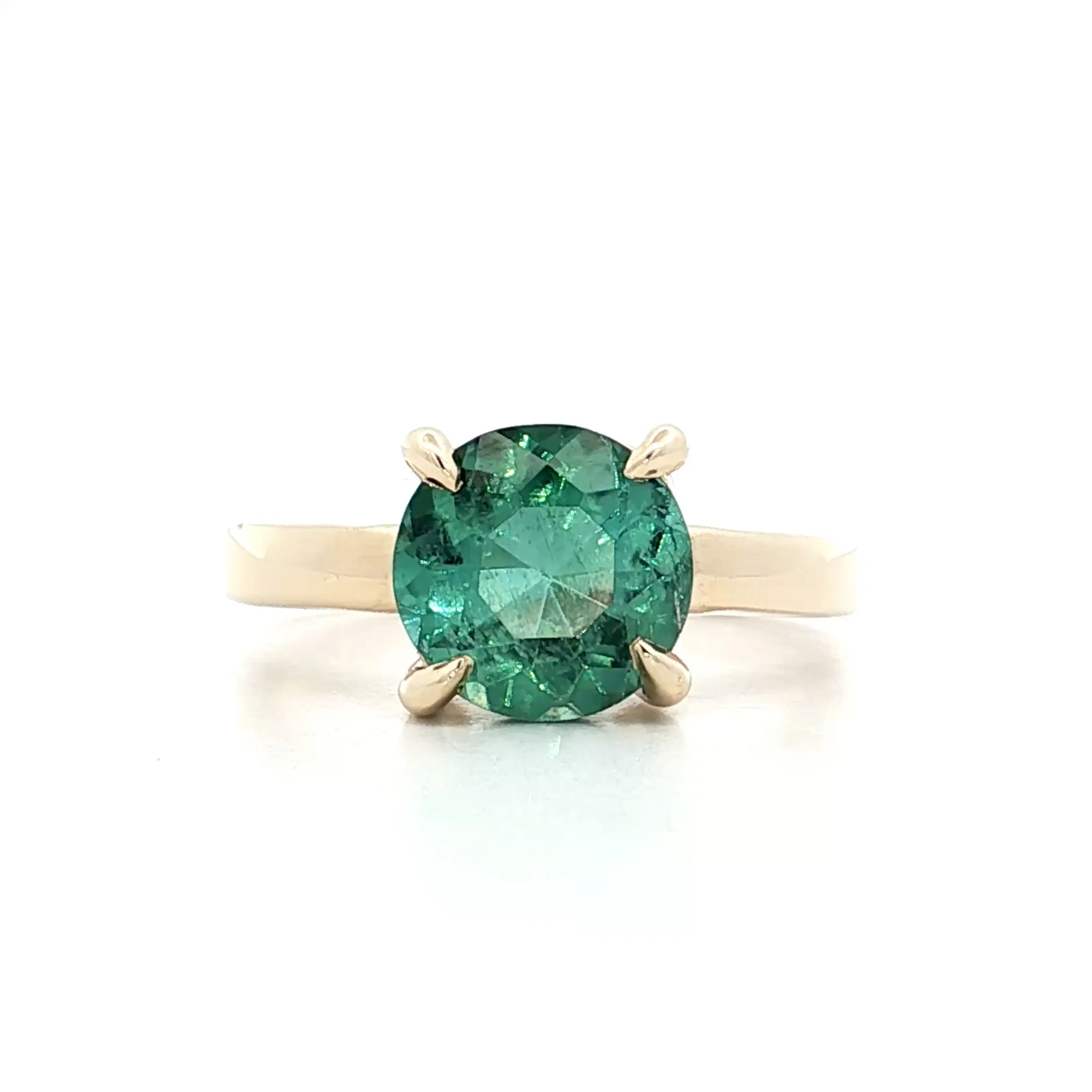 2.35 Green Tourmaline Engagement Ring in 14k Yellow Gold