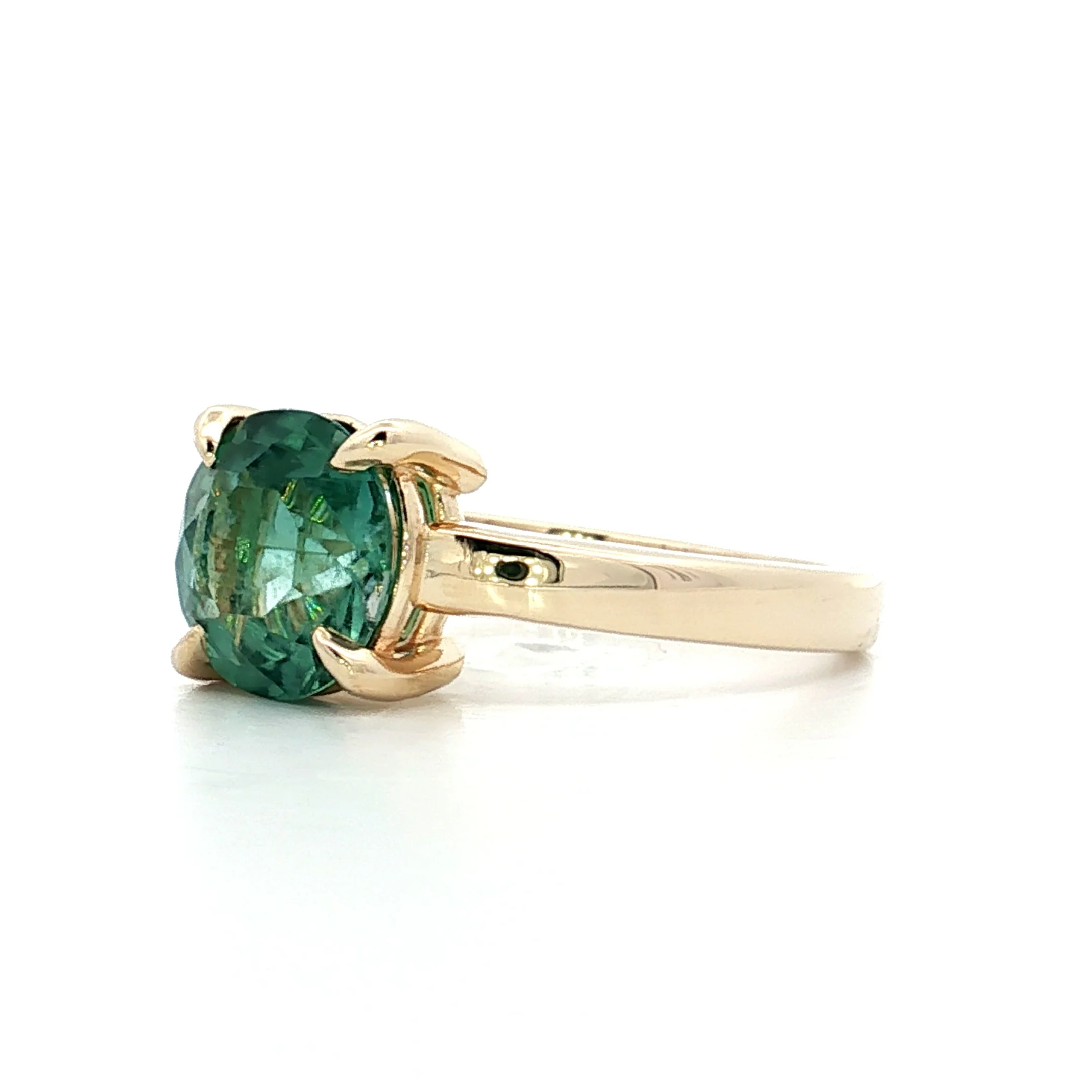 2.35 Green Tourmaline Engagement Ring in 14k Yellow Gold - Image 2