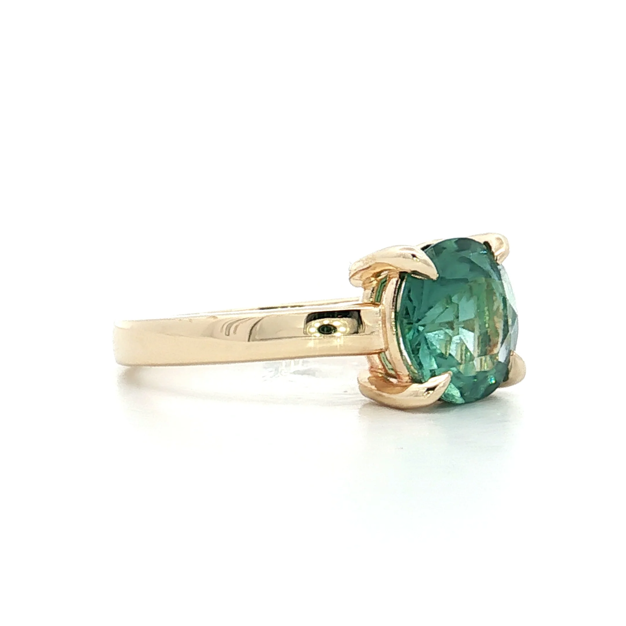 2.35 Green Tourmaline Engagement Ring in 14k Yellow Gold - Image 3