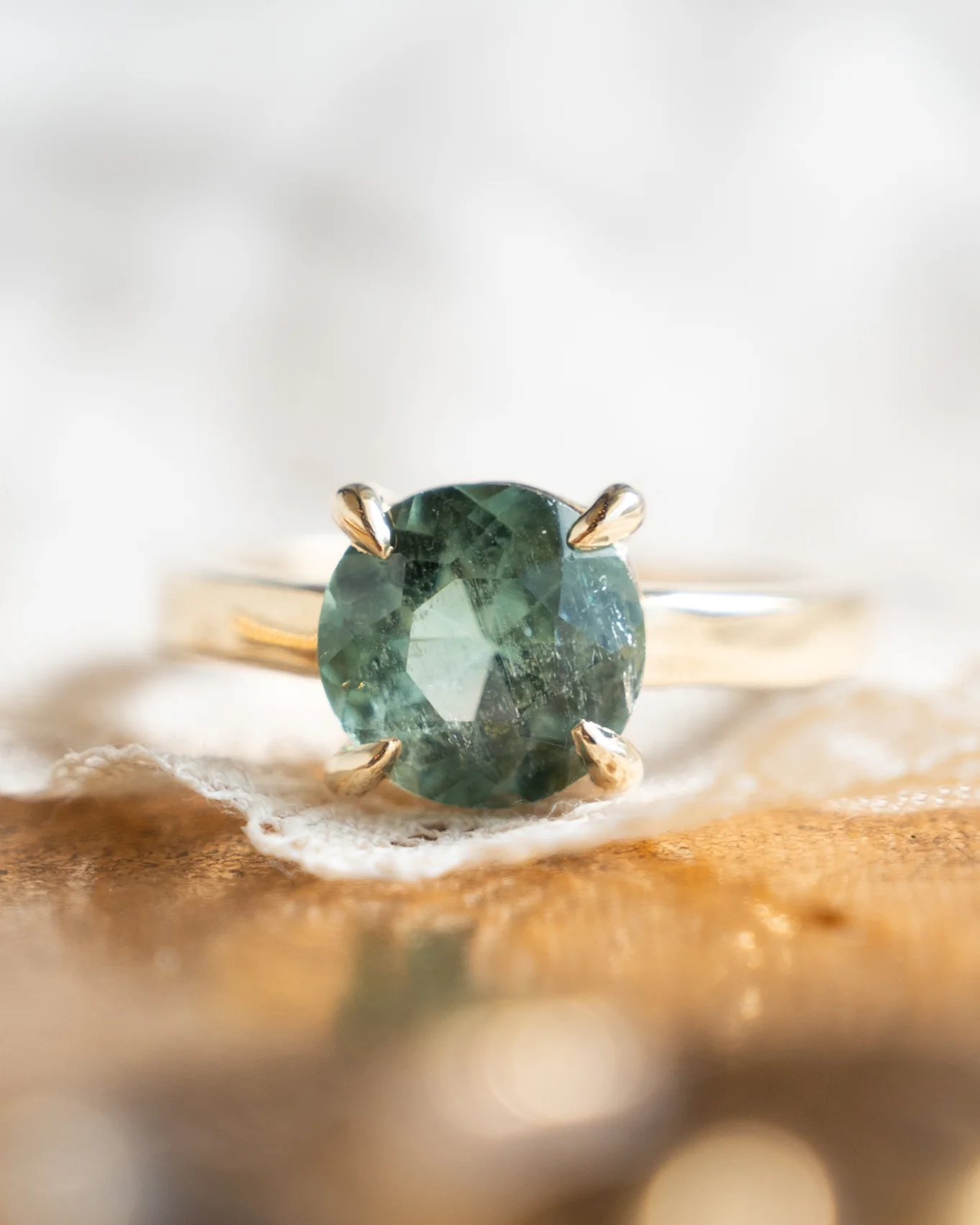 2.35 Green Tourmaline Engagement Ring in 14k Yellow Gold - Image 6