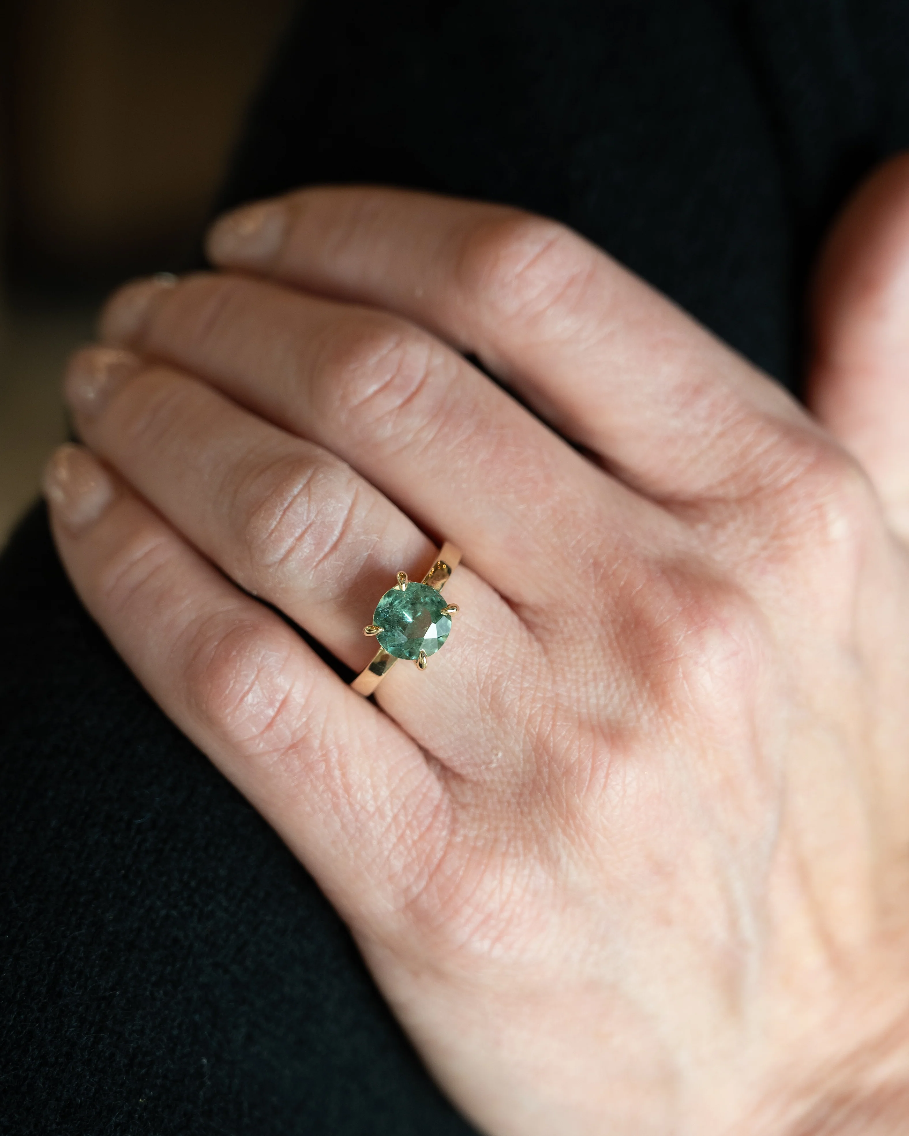 2.35 Green Tourmaline Engagement Ring in 14k Yellow Gold - Image 7