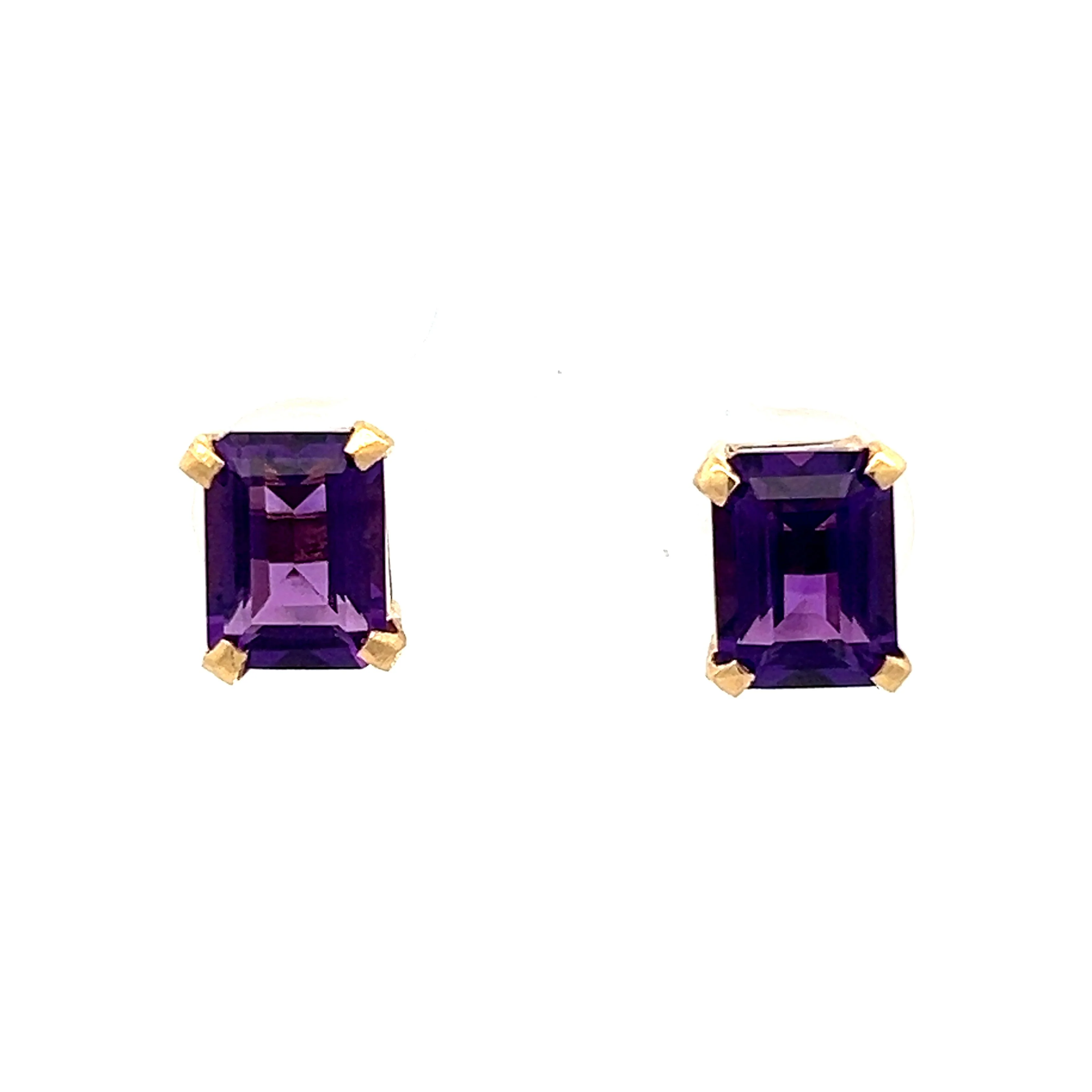 2.36 Amethyst Stud Earring in 14k Yellow Gold