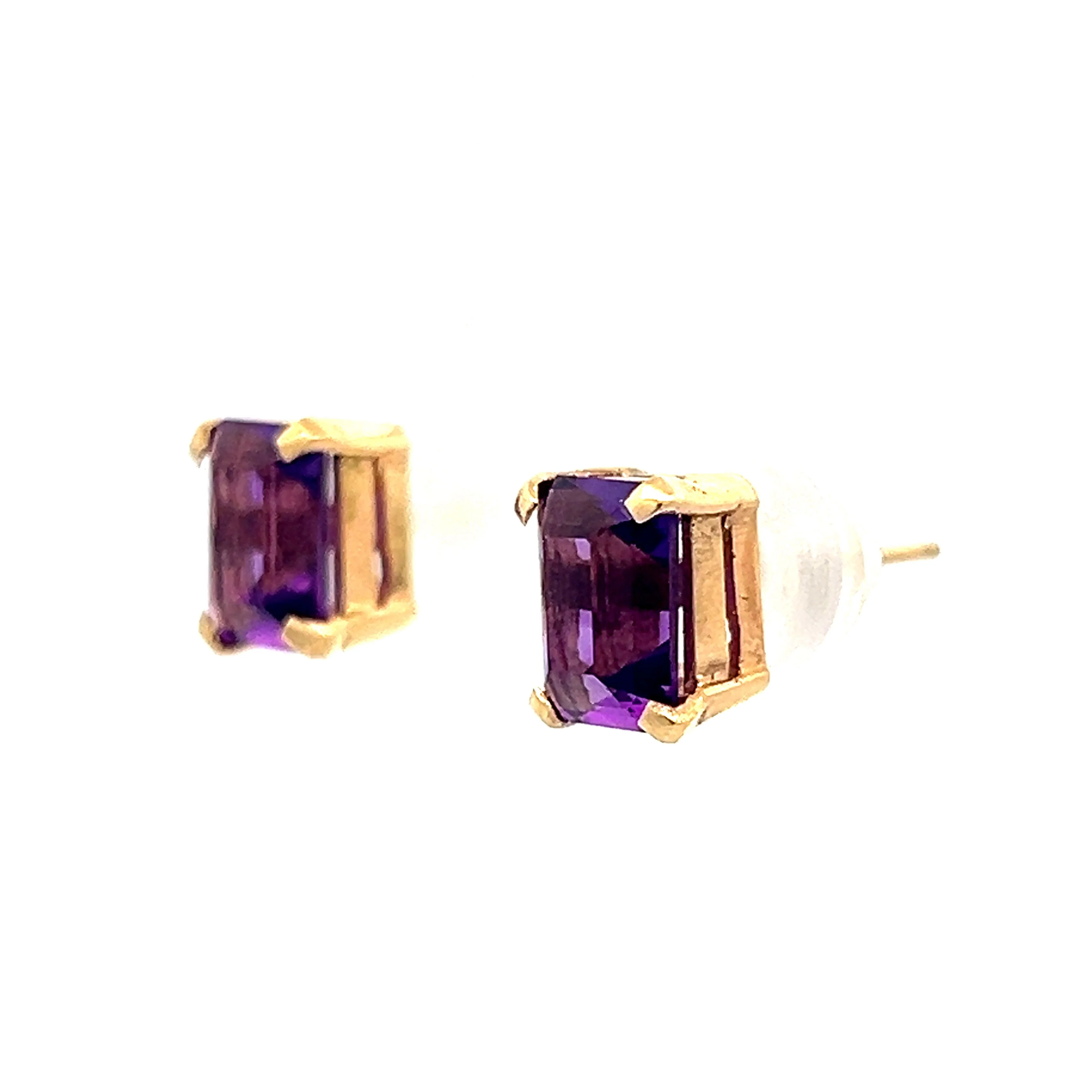 2.36 Amethyst Stud Earring in 14k Yellow Gold - Image 2