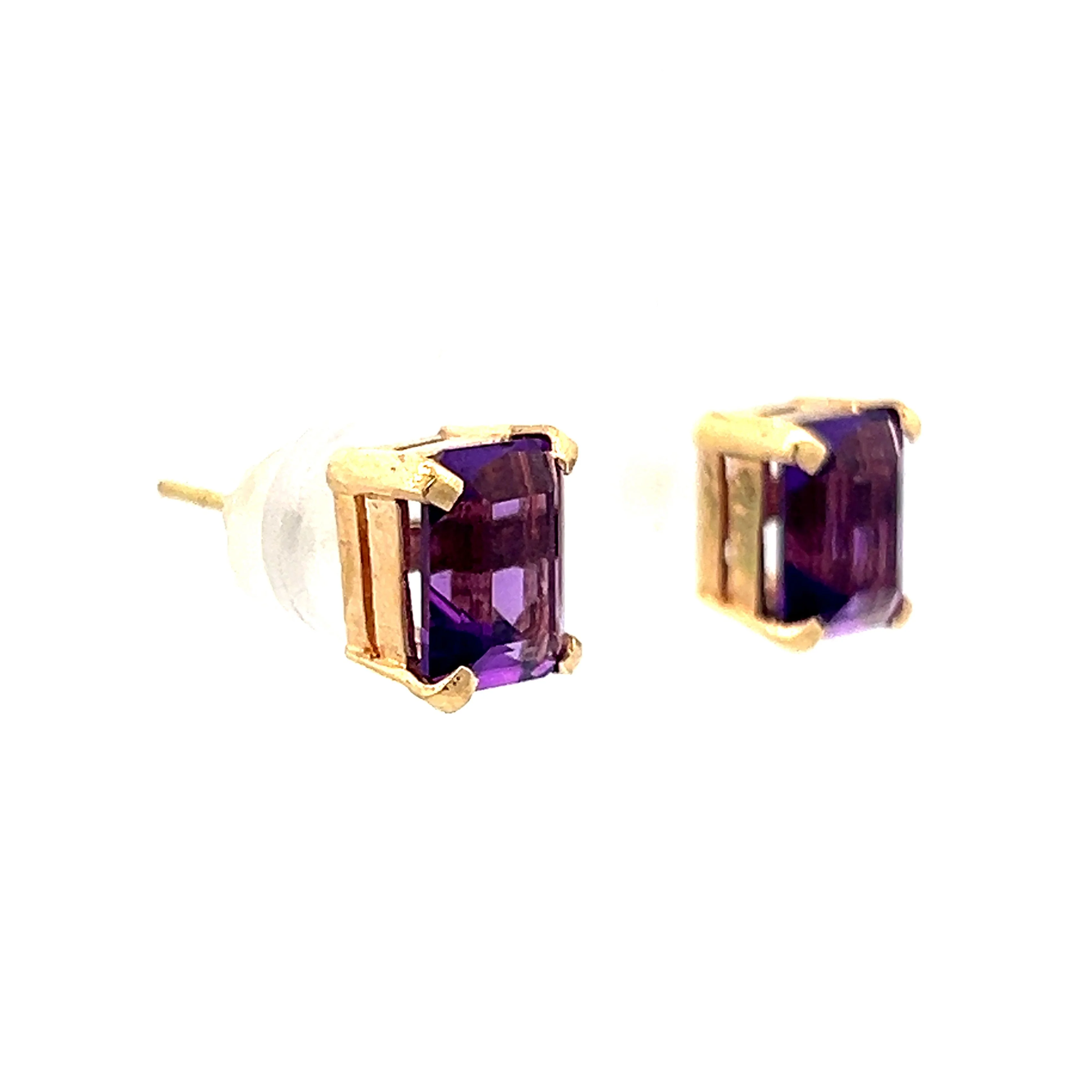 2.36 Amethyst Stud Earring in 14k Yellow Gold - Image 3