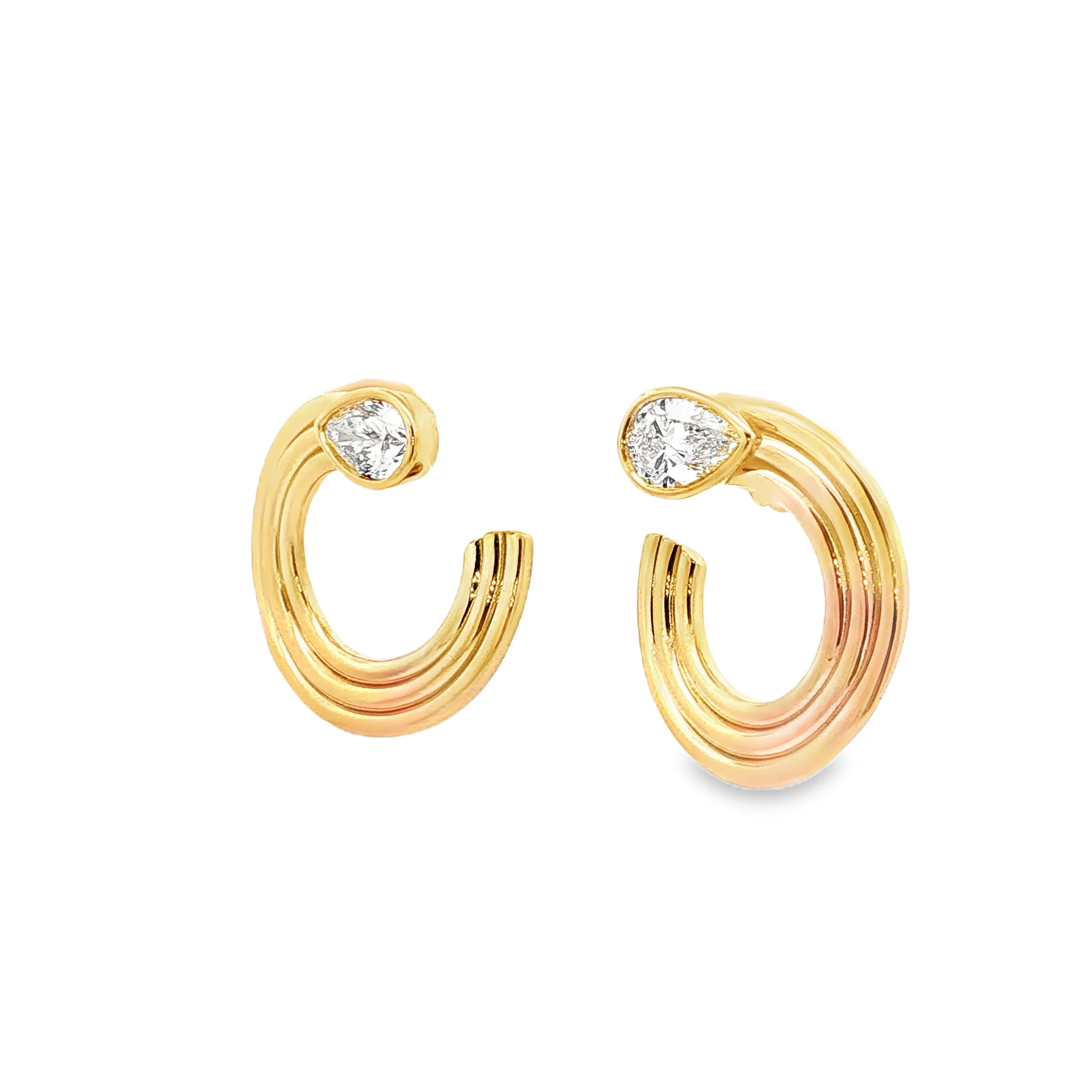 2.39 Pear Cut Diamond Hoop Earrings 18k Yellow Gold - Image 2