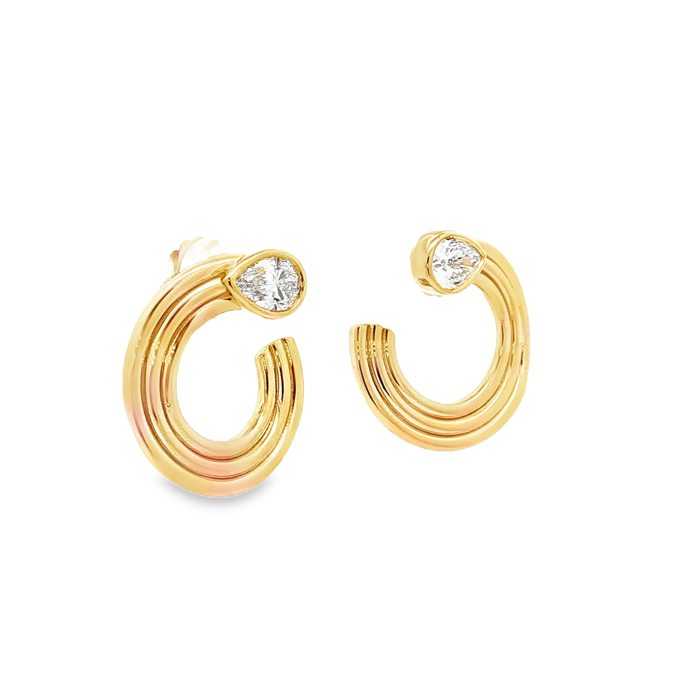 2.39 Pear Cut Diamond Hoop Earrings 18k Yellow Gold - Image 3