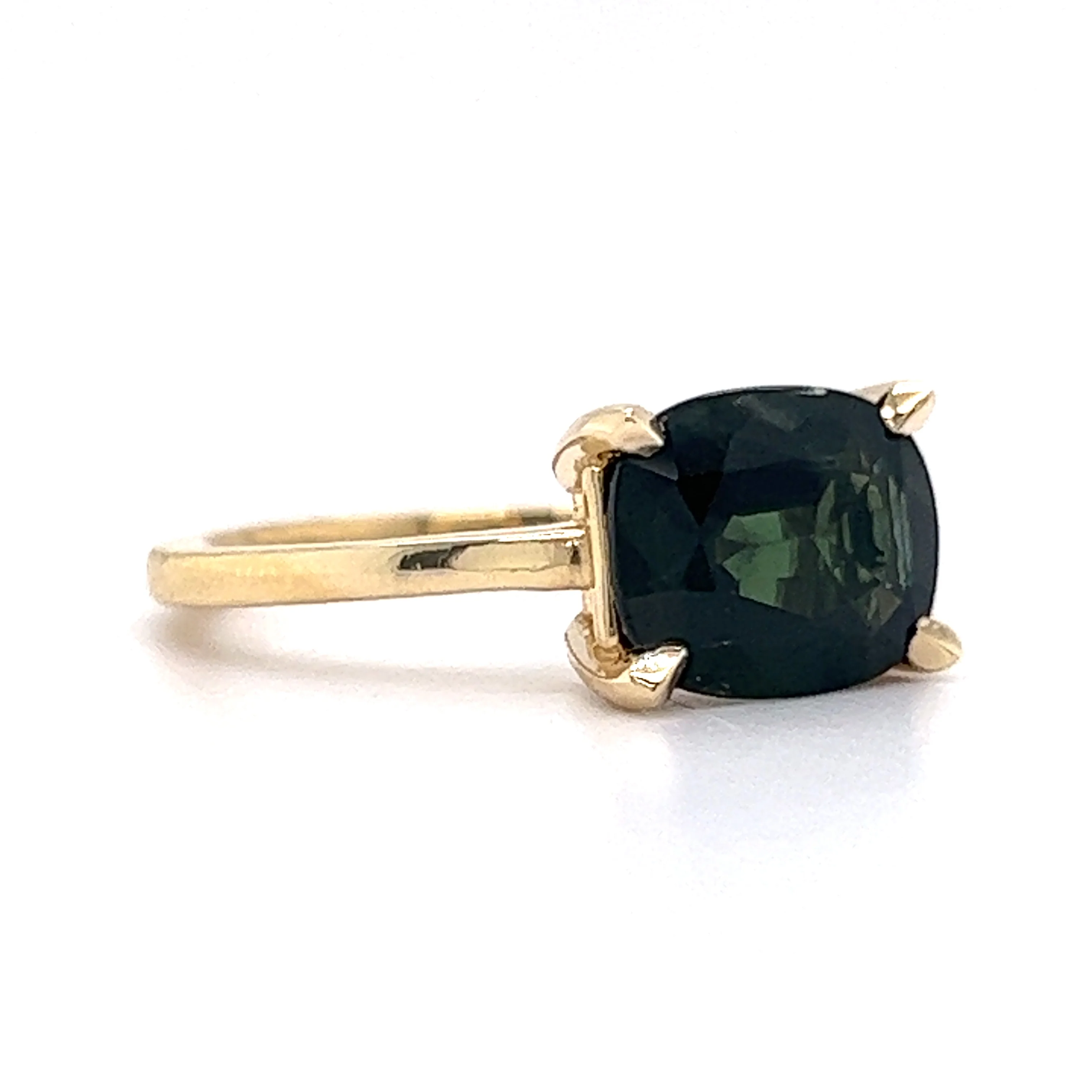 2.39 Cushion Cut Green Tourmaline Engagement Ring in 14k Yellow Gold - Image 3