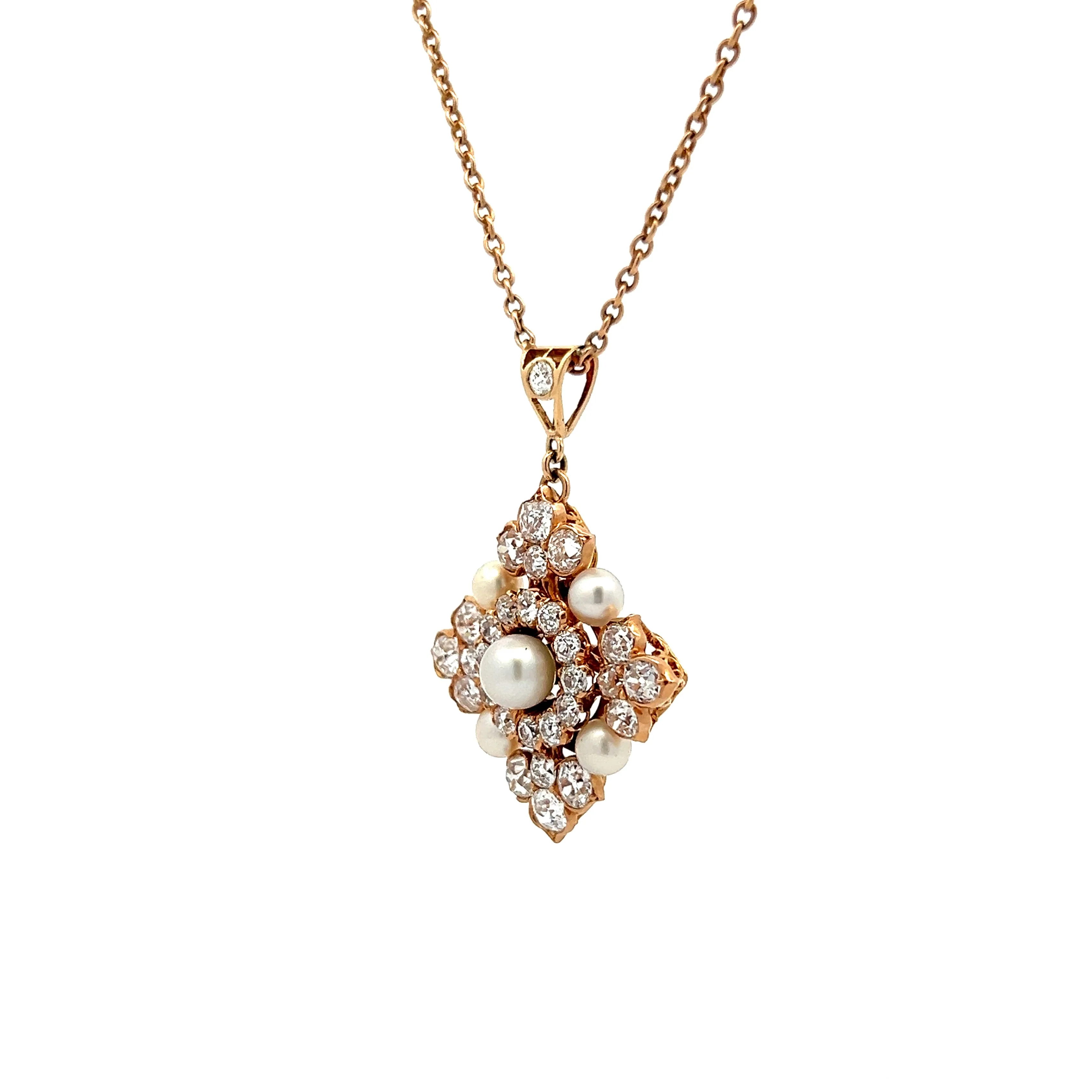 2.40 Antique Victorian Diamond Pendant in Rose Gold - Image 2