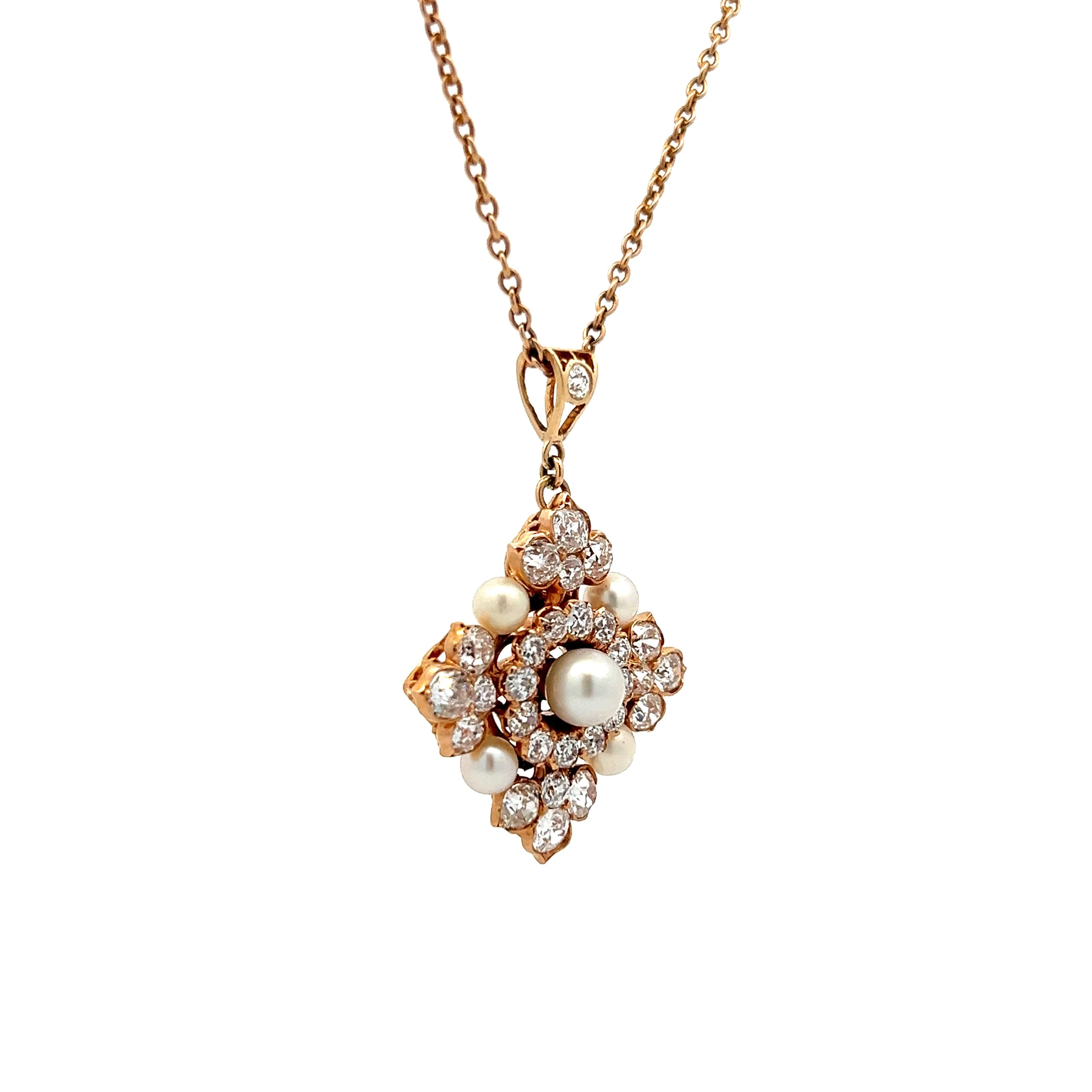 2.40 Antique Victorian Diamond Pendant in Rose Gold - Image 3