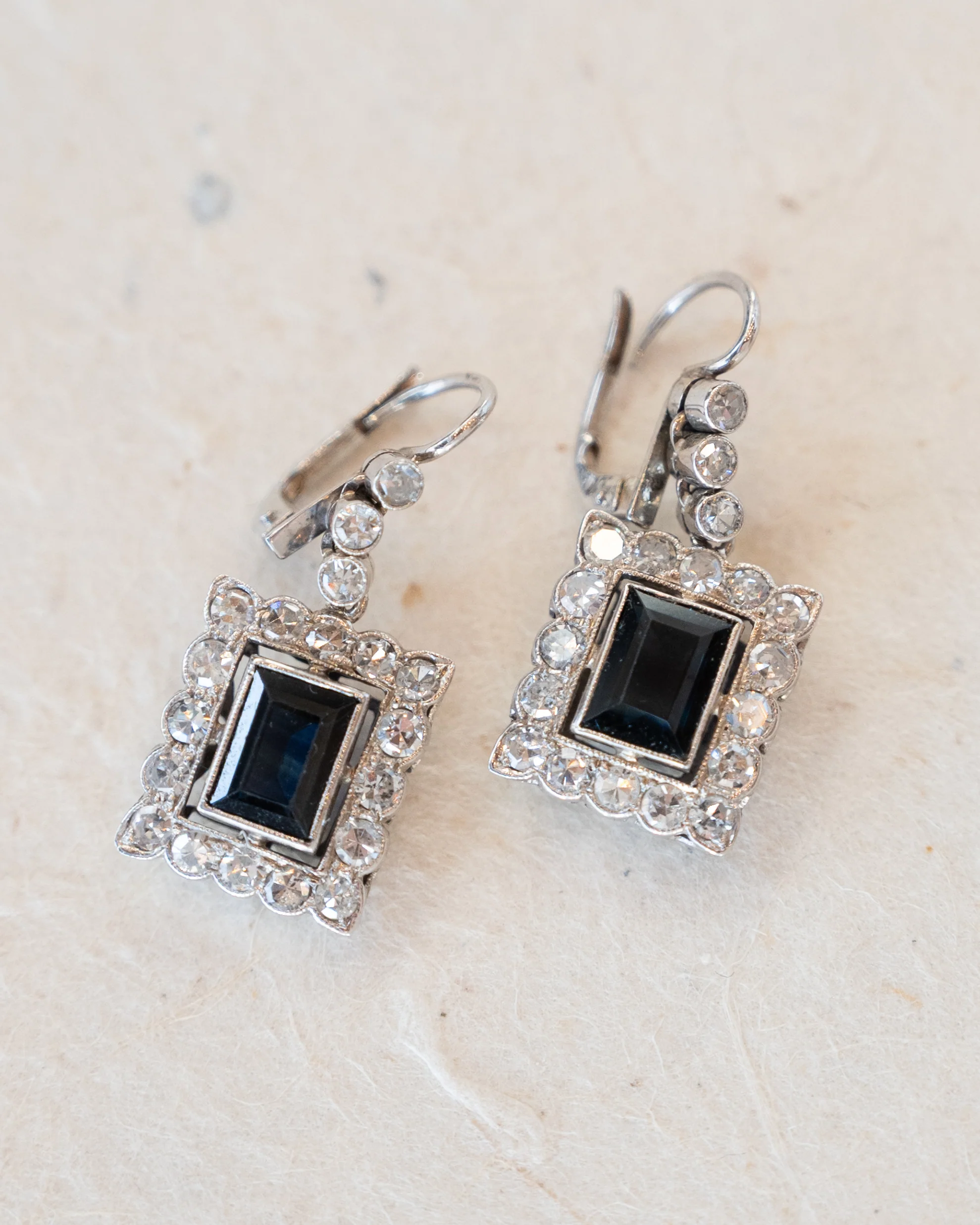 2.40 Blue Sapphire & Diamond Earrings 14k White Gold - Image 4